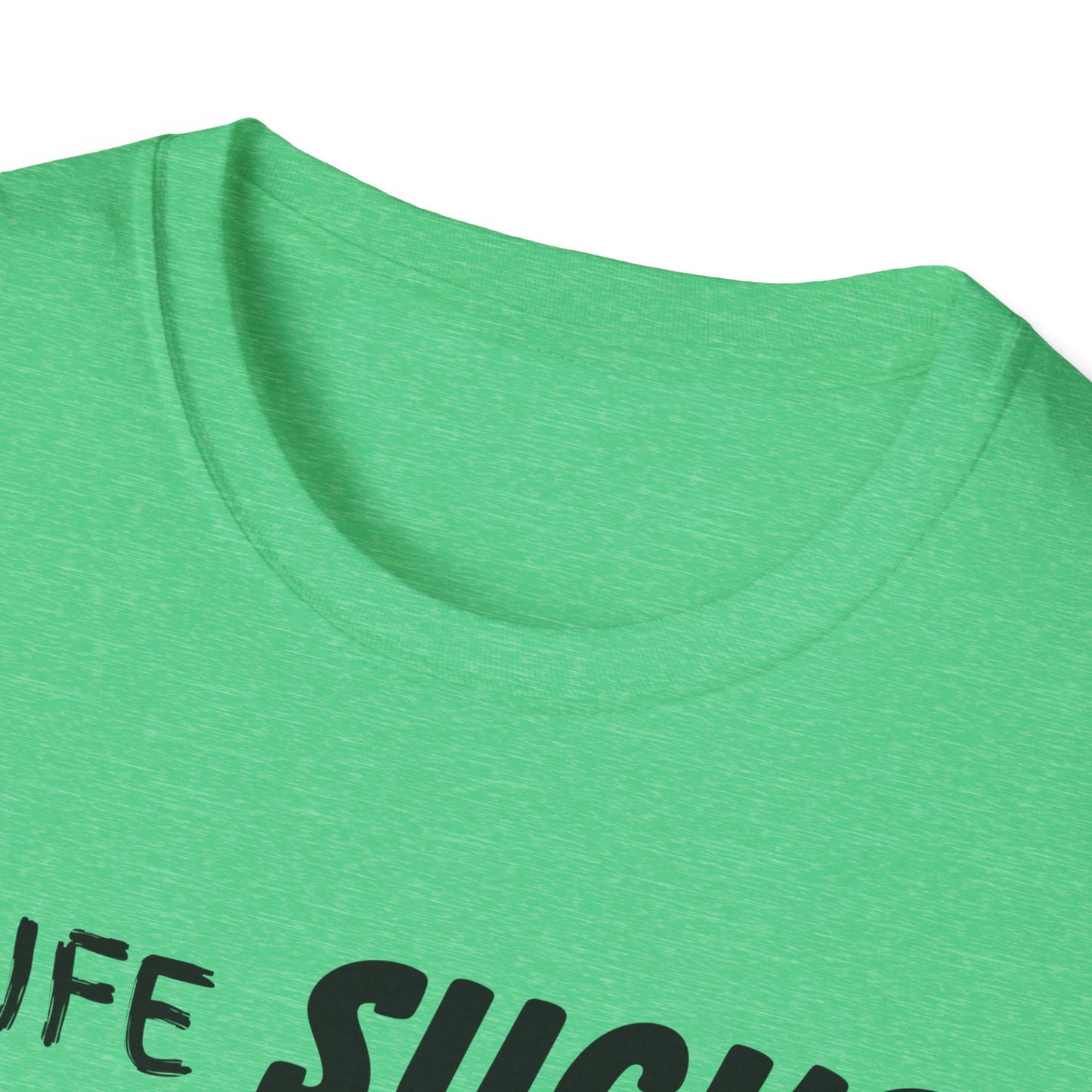 Life Sucks Anime Helps Unisex T-Shirt, Funny Life Difficulties Tee, Anime Lover Gift, Softstyle Shirt, Sarcastic Graphic Tee, Weeb Shirt