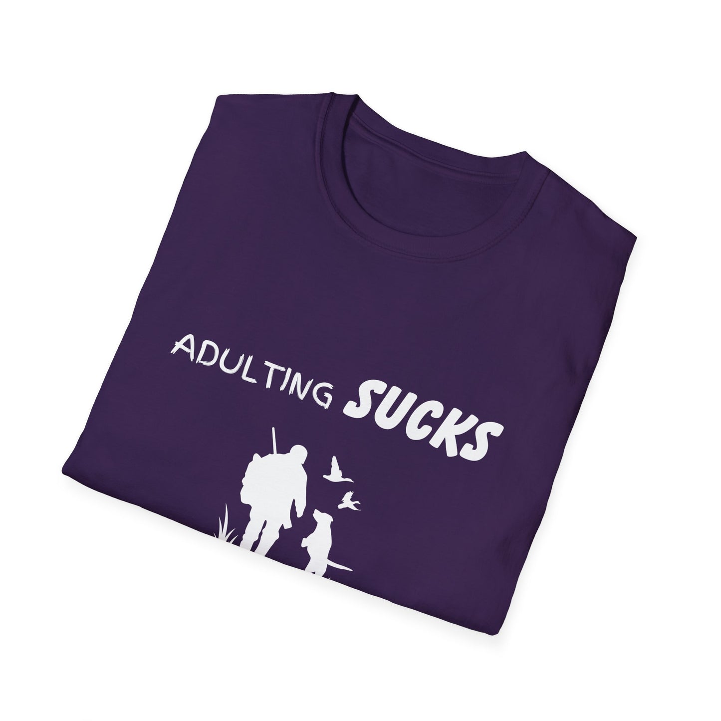 Adulting Sucks Hunting Helps Shirt, Adult Humor T-Shirt, Sarcastic Gift, Hilarious Tee for Adults, Comedic Shirt for Stress Relief, Hunting