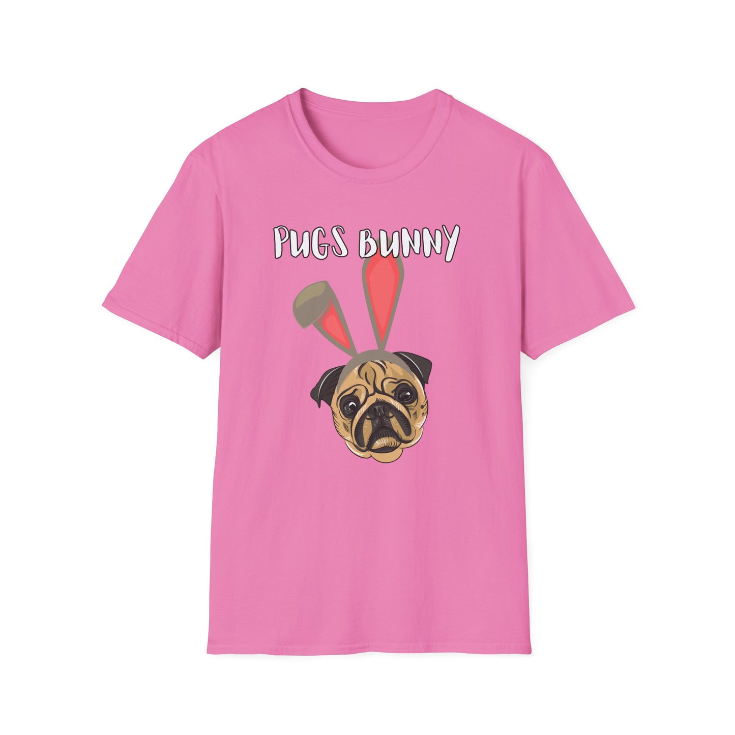 Pugs Bunny Unisex Tee, Funny Cartoon Dog Lover Shirt, Cute Pug Graphic Top, Animal Pet Gift, Softstyle T-Shirt, Looney Tunes Parody, Gift