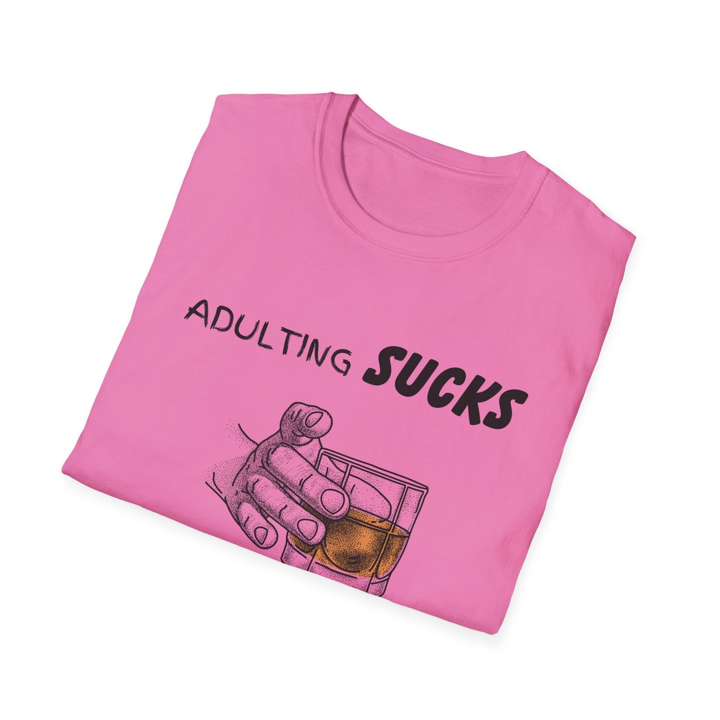 Adulting Sucks Whiskey Helps Shirt, Adult Humor T-Shirt, Sarcastic Gift, Hilarious Tee for Adults, Comedic Shirt, Stress Relief, Alcohol