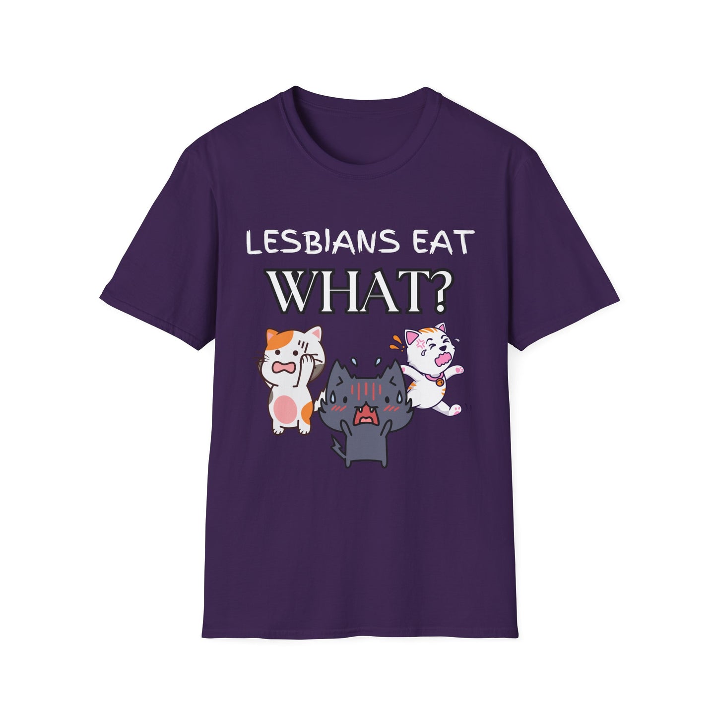Lesbians Eat WHAT Unisex T-Shirt, Funny LGBT Tee, Pride Shirt, Humorous Lesbian Clothing, Sarcastic Gift, Funny Cat Shirt, Unique Shirt