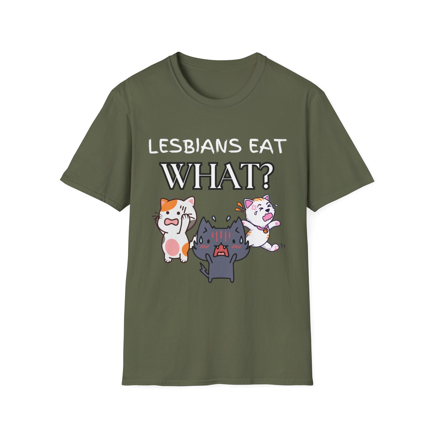 Lesbians Eat WHAT Unisex T-Shirt, Funny LGBT Tee, Pride Shirt, Humorous Lesbian Clothing, Sarcastic Gift, Funny Cat Shirt, Unique Shirt