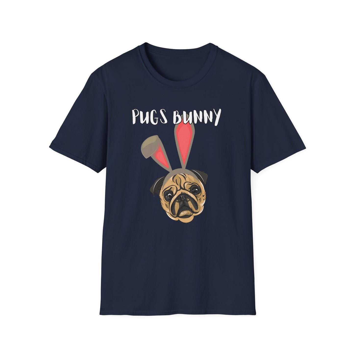 Pugs Bunny Unisex Tee, Funny Cartoon Dog Lover Shirt, Cute Pug Graphic Top, Animal Pet Gift, Softstyle T-Shirt, Looney Tunes Parody, Gift