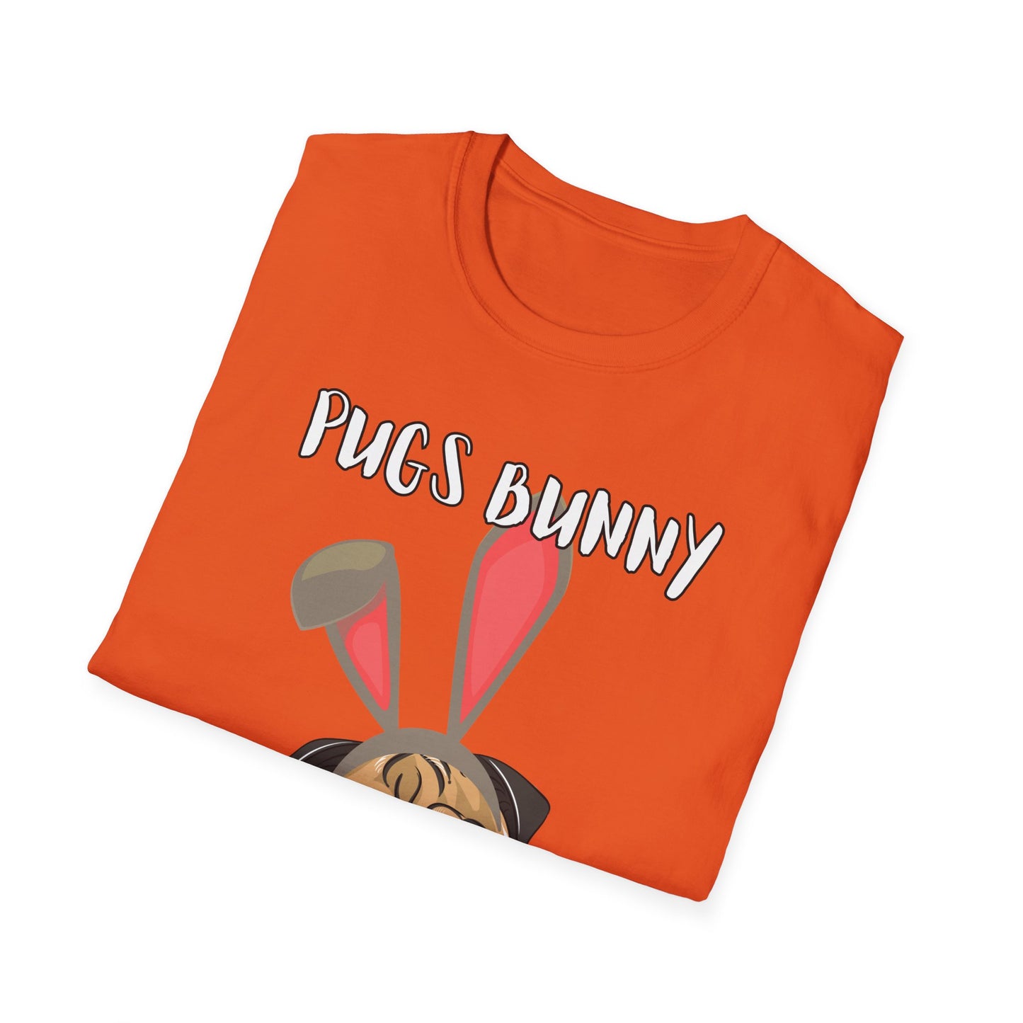 Pugs Bunny Unisex Tee, Funny Cartoon Dog Lover Shirt, Cute Pug Graphic Top, Animal Pet Gift, Softstyle T-Shirt, Looney Tunes Parody, Gift