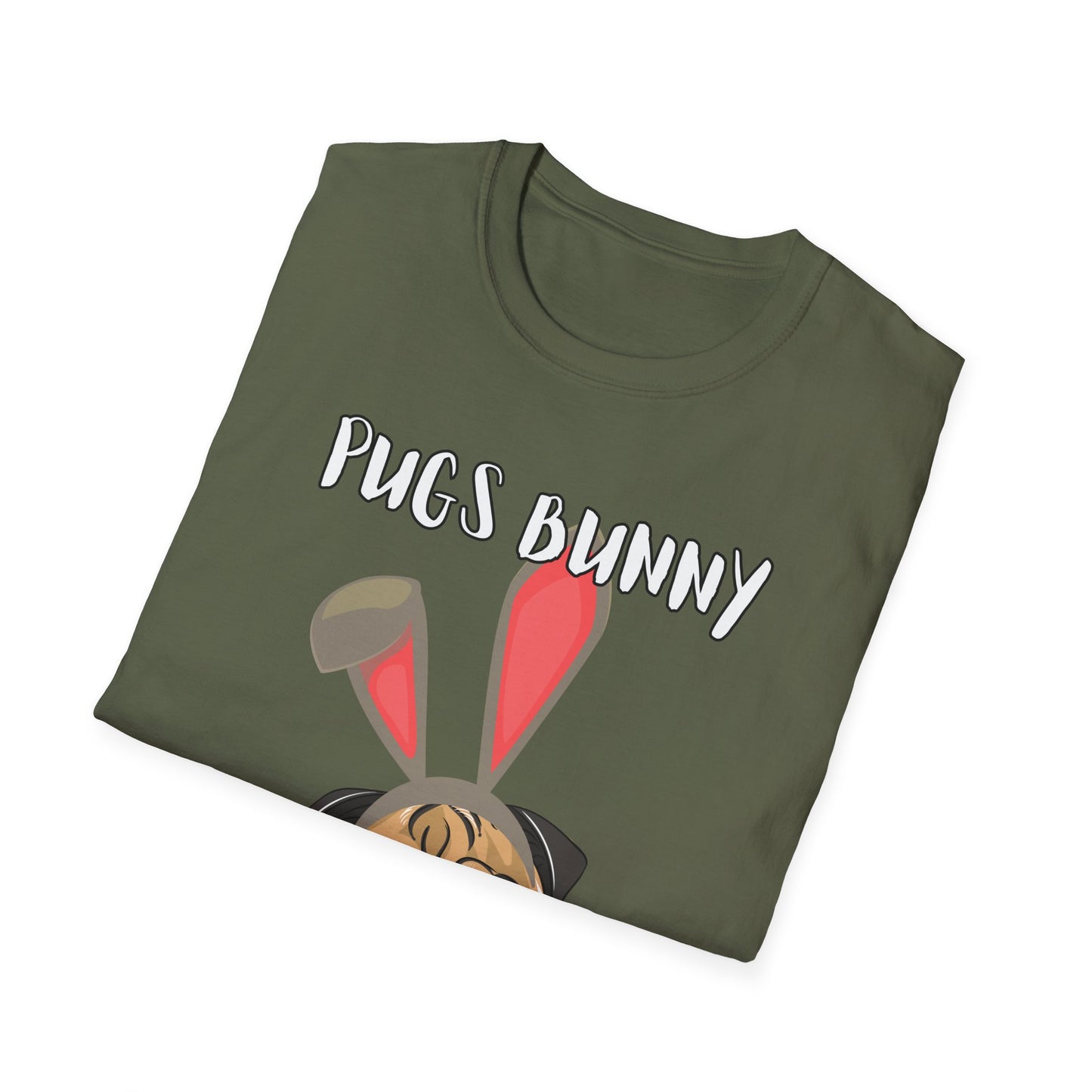 Pugs Bunny Unisex Tee, Funny Cartoon Dog Lover Shirt, Cute Pug Graphic Top, Animal Pet Gift, Softstyle T-Shirt, Looney Tunes Parody, Gift