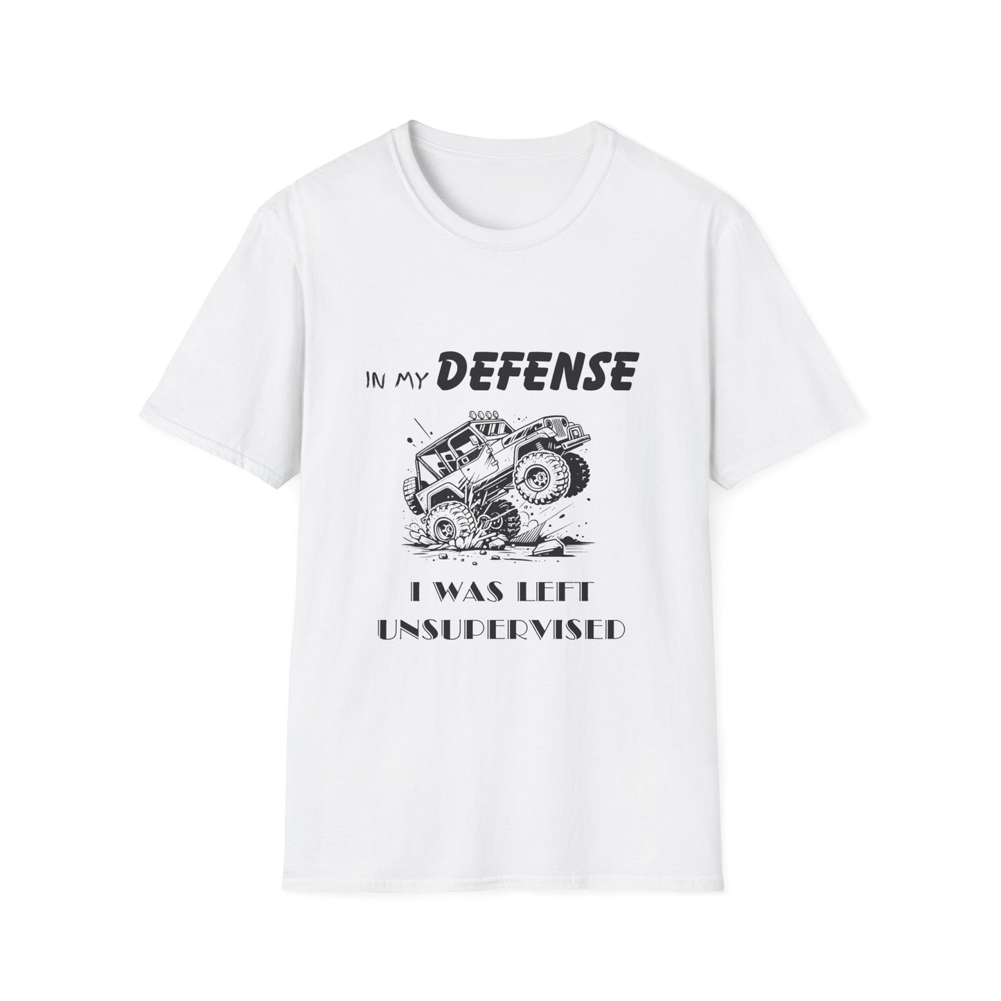 In My Defense I Was Left Supervised Style Unisex T-Shirt, Funny Graphic Tee, Vintage Inspired Top, Novelty T-Shirt, Humorous T-Shirt, Trucks