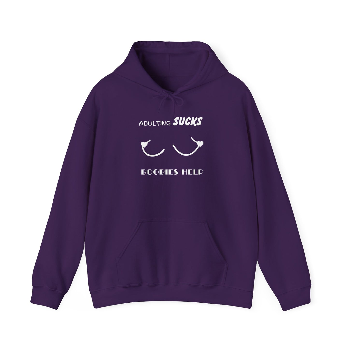 Adulting Sucks Boobies Help Hoodie, Funny Adulting Sweatshirt, Adulthood Humor Jumper, Boobies Make Things Better, Unisex Hooded Sweater