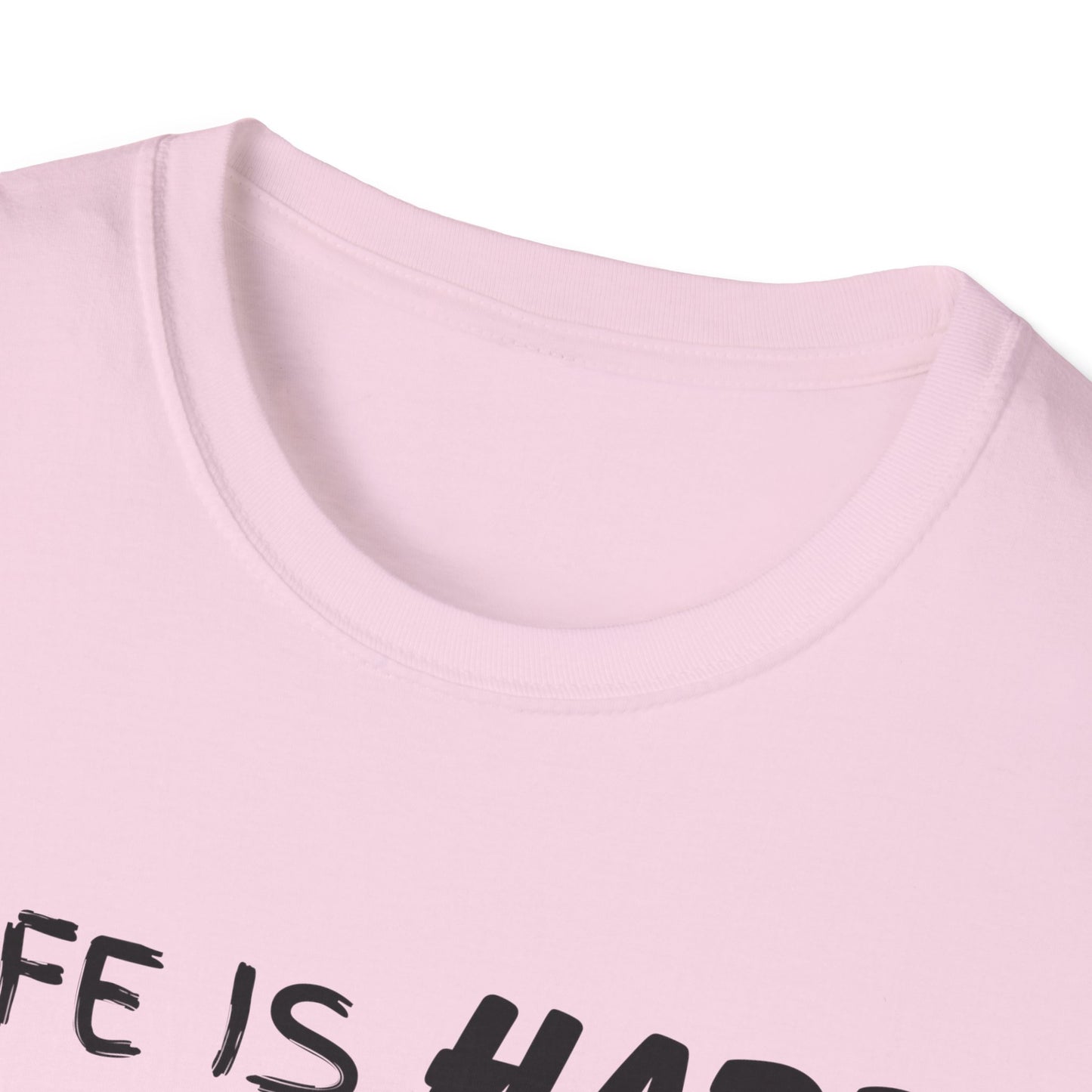 Life Is Hard Woodworking Helps Unisex Softstyle T-Shirt, Funny Woodworking Shirt, Stress Relief Tee, Woodworker Gift, Life Challenges Top