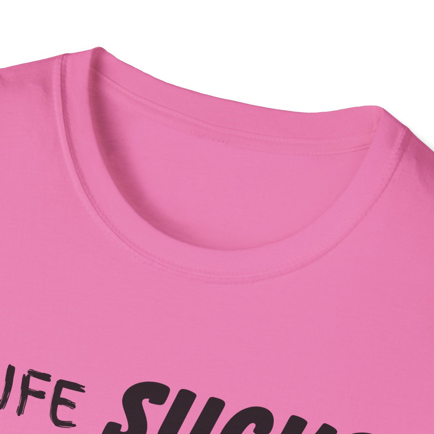 Life Sucks Anime Helps Unisex T-Shirt, Funny Life Difficulties Tee, Anime Lover Gift, Softstyle Shirt, Sarcastic Graphic Tee, Weeb Shirt