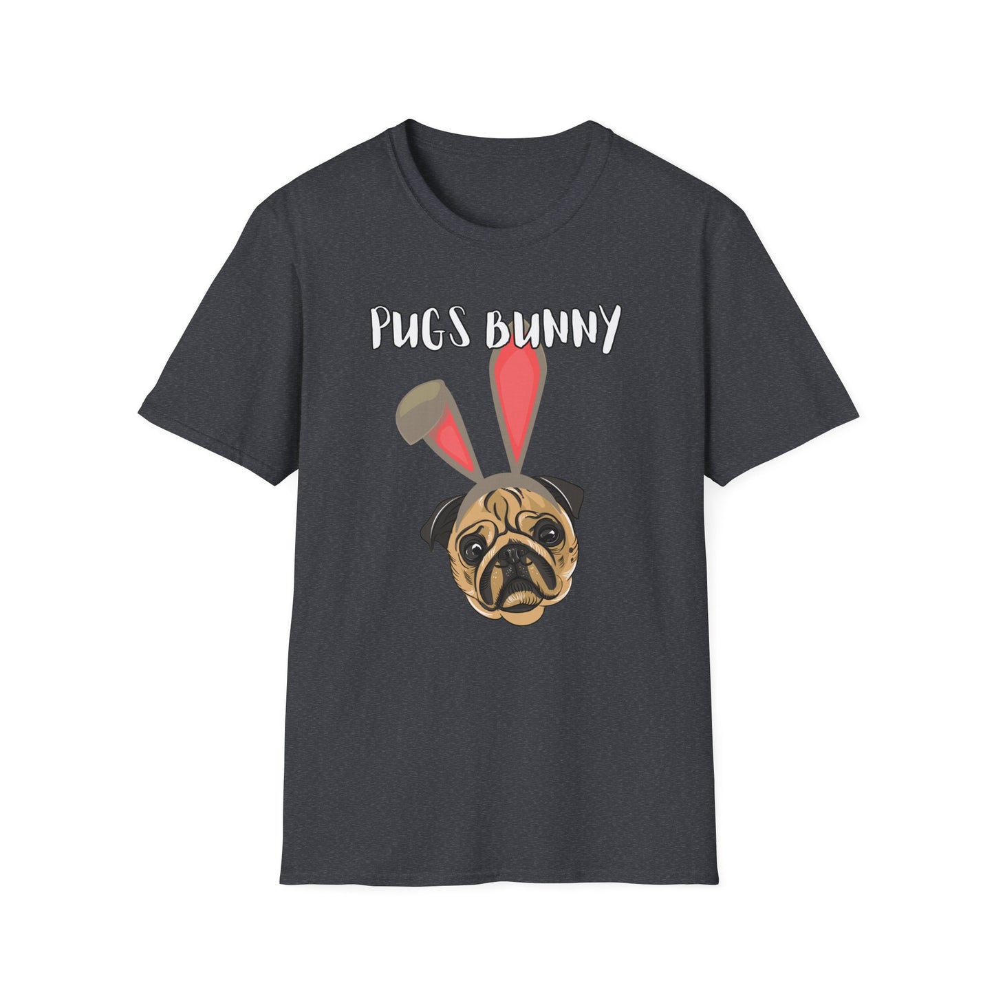 Pugs Bunny Unisex Tee, Funny Cartoon Dog Lover Shirt, Cute Pug Graphic Top, Animal Pet Gift, Softstyle T-Shirt, Looney Tunes Parody, Gift