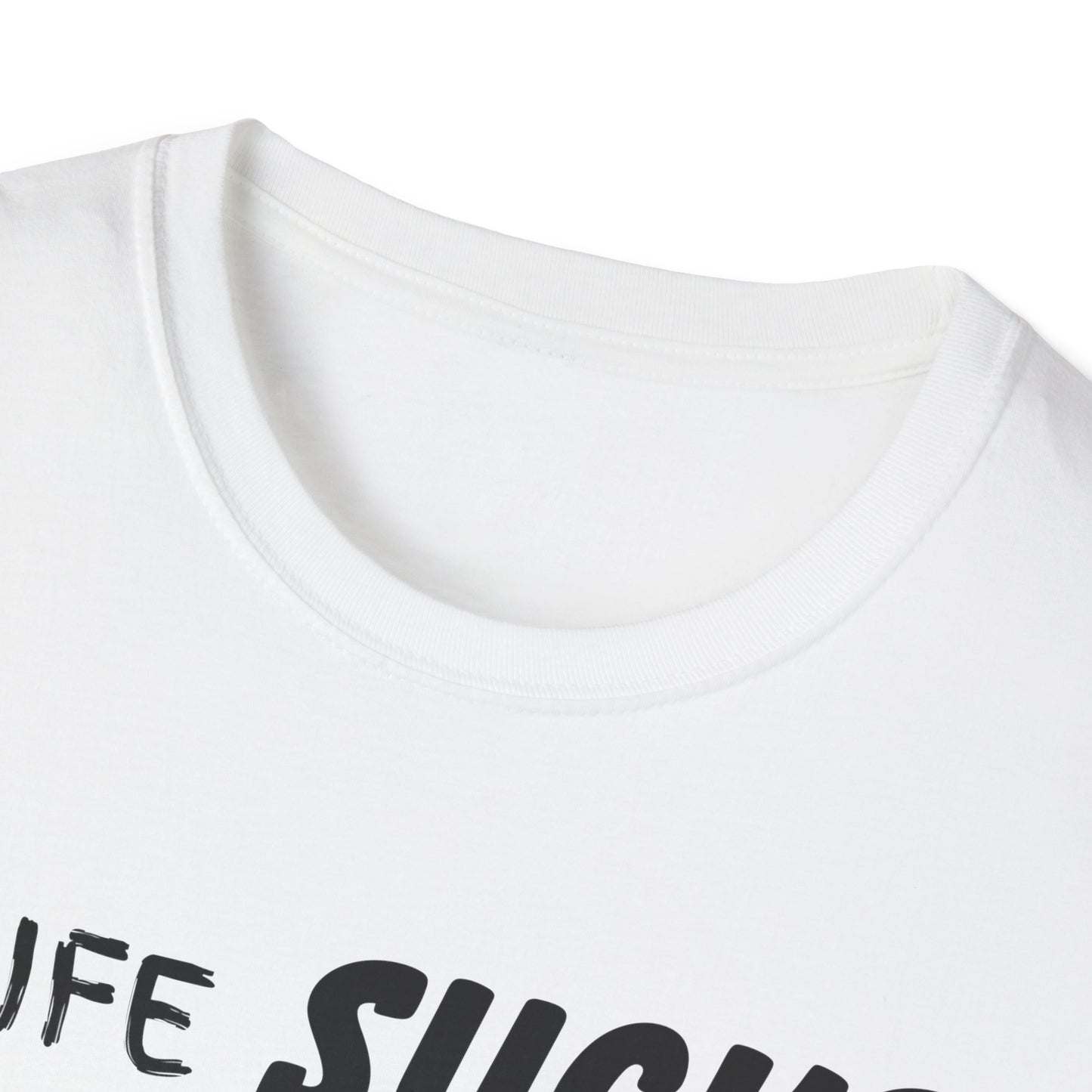 Life Sucks Anime Helps Unisex T-Shirt, Funny Life Difficulties Tee, Anime Lover Gift, Softstyle Shirt, Sarcastic Graphic Tee, Weeb Shirt