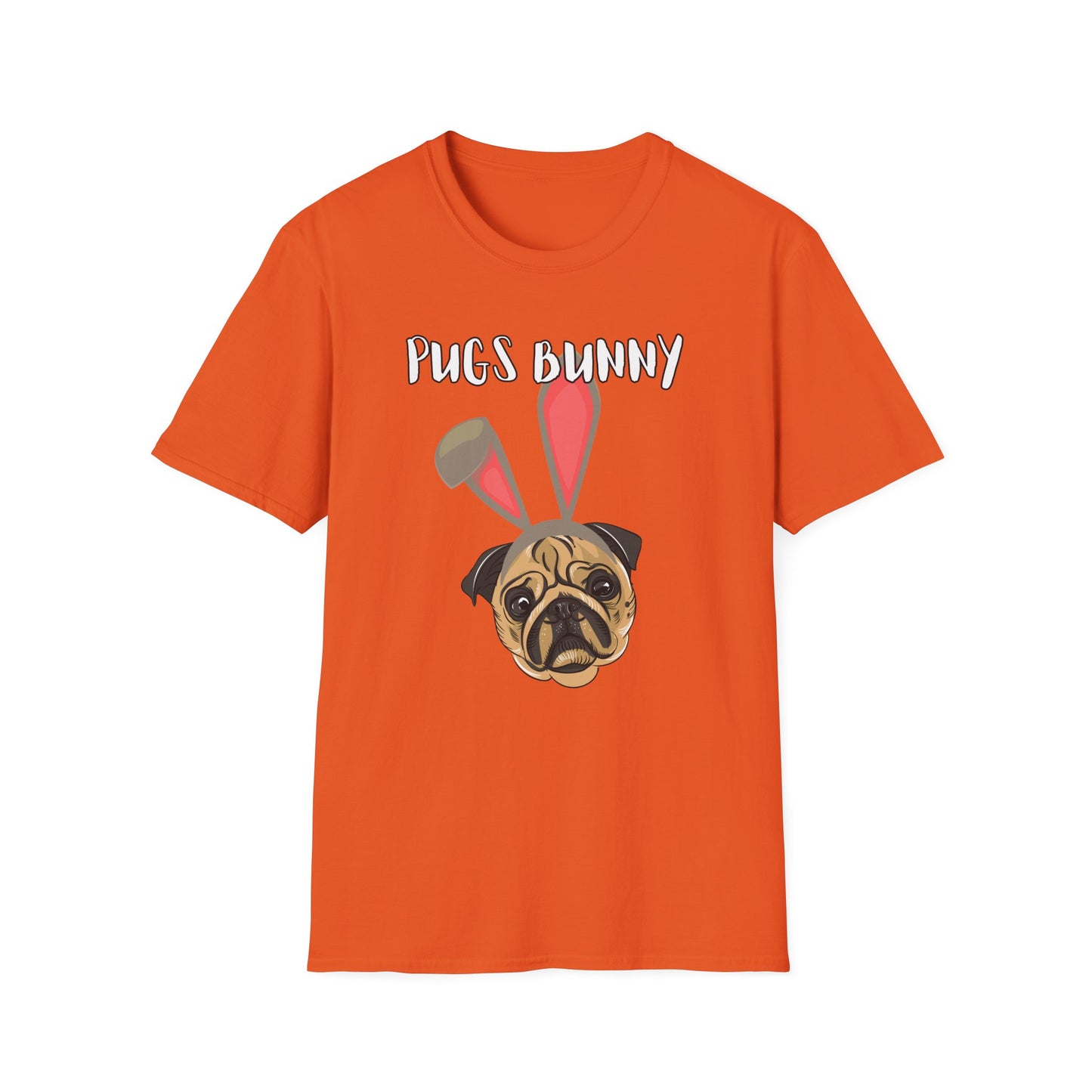 Pugs Bunny Unisex Tee, Funny Cartoon Dog Lover Shirt, Cute Pug Graphic Top, Animal Pet Gift, Softstyle T-Shirt, Looney Tunes Parody, Gift