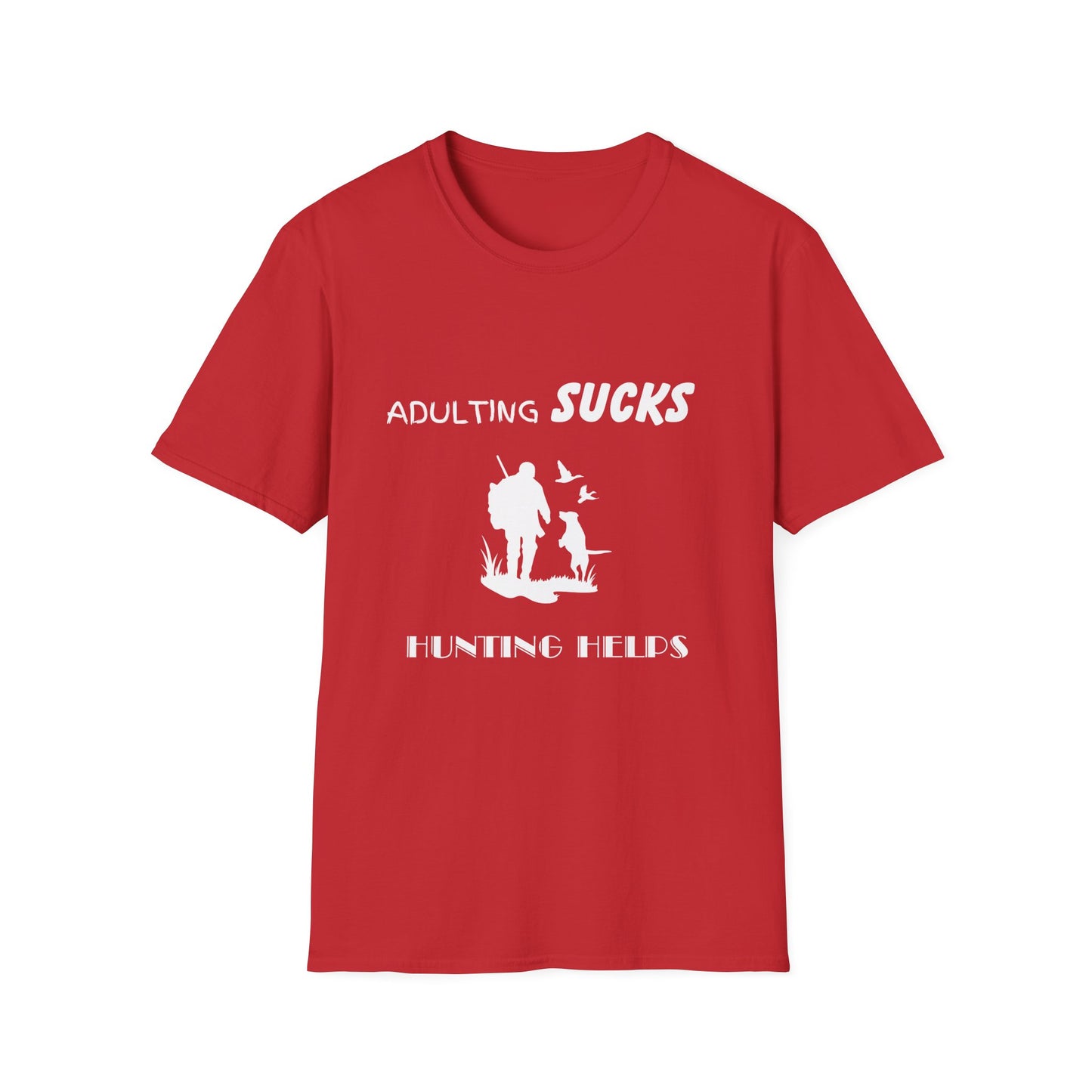 Adulting Sucks Hunting Helps Shirt, Adult Humor T-Shirt, Sarcastic Gift, Hilarious Tee for Adults, Comedic Shirt for Stress Relief, Hunting