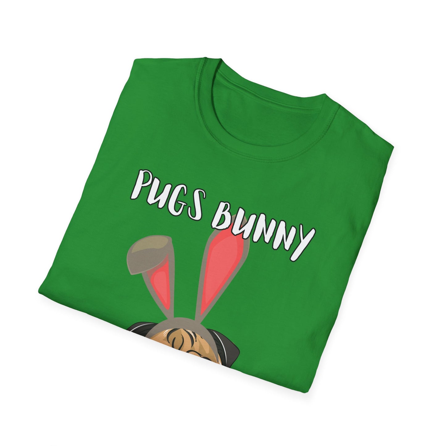 Pugs Bunny Unisex Tee, Funny Cartoon Dog Lover Shirt, Cute Pug Graphic Top, Animal Pet Gift, Softstyle T-Shirt, Looney Tunes Parody, Gift