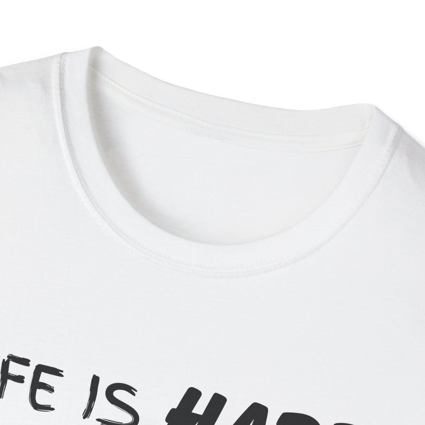 Life Is Hard Woodworking Helps Unisex Softstyle T-Shirt, Funny Woodworking Shirt, Stress Relief Tee, Woodworker Gift, Life Challenges Top