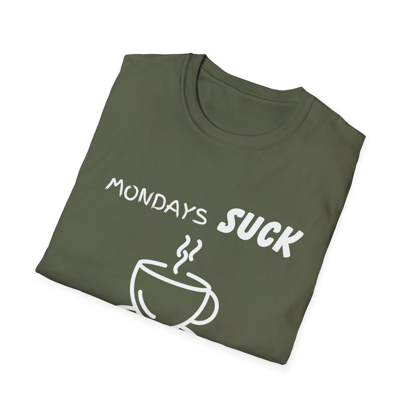Mondays Suck Coffee Helps Unisex T-Shirt, Funny Work Tee, Coffee Lover Gift, Sarcastic Graphic Shirt, Office Humor Top, Monday Blues