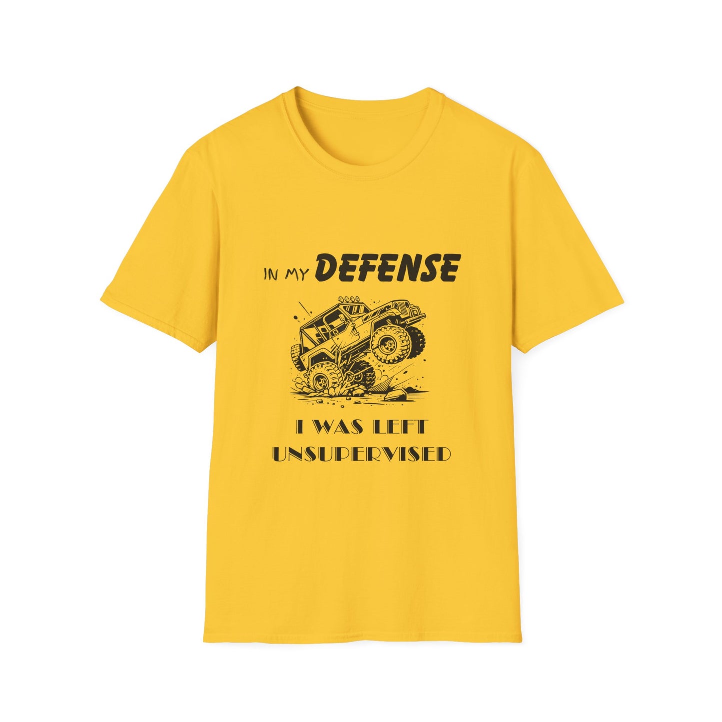 In My Defense I Was Left Supervised Style Unisex T-Shirt, Funny Graphic Tee, Vintage Inspired Top, Novelty T-Shirt, Humorous T-Shirt, Trucks