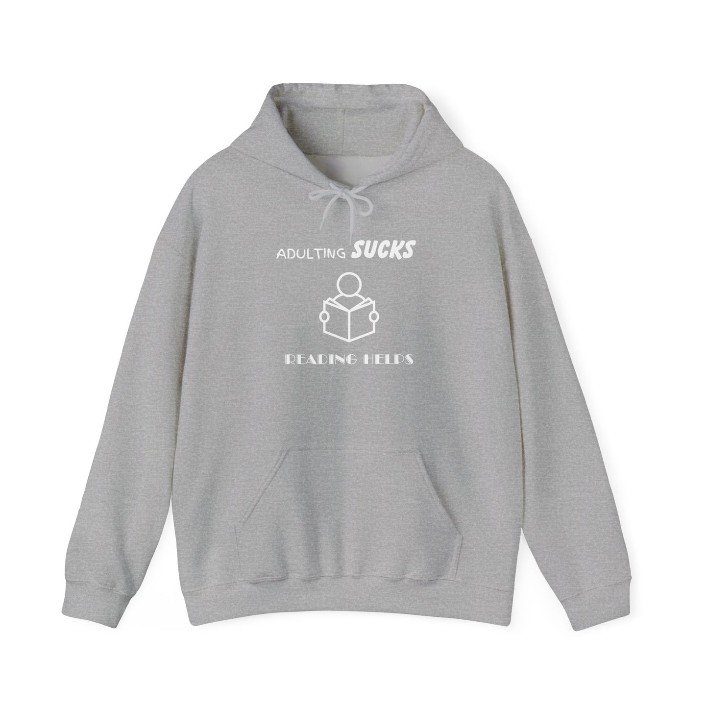 Adulting Sucks Reading Helps Hoodie, Funny Sweatshirt for Book Lovers, Unisex Pullover, Escape Responsibilities, Gift for Readers, Comfy