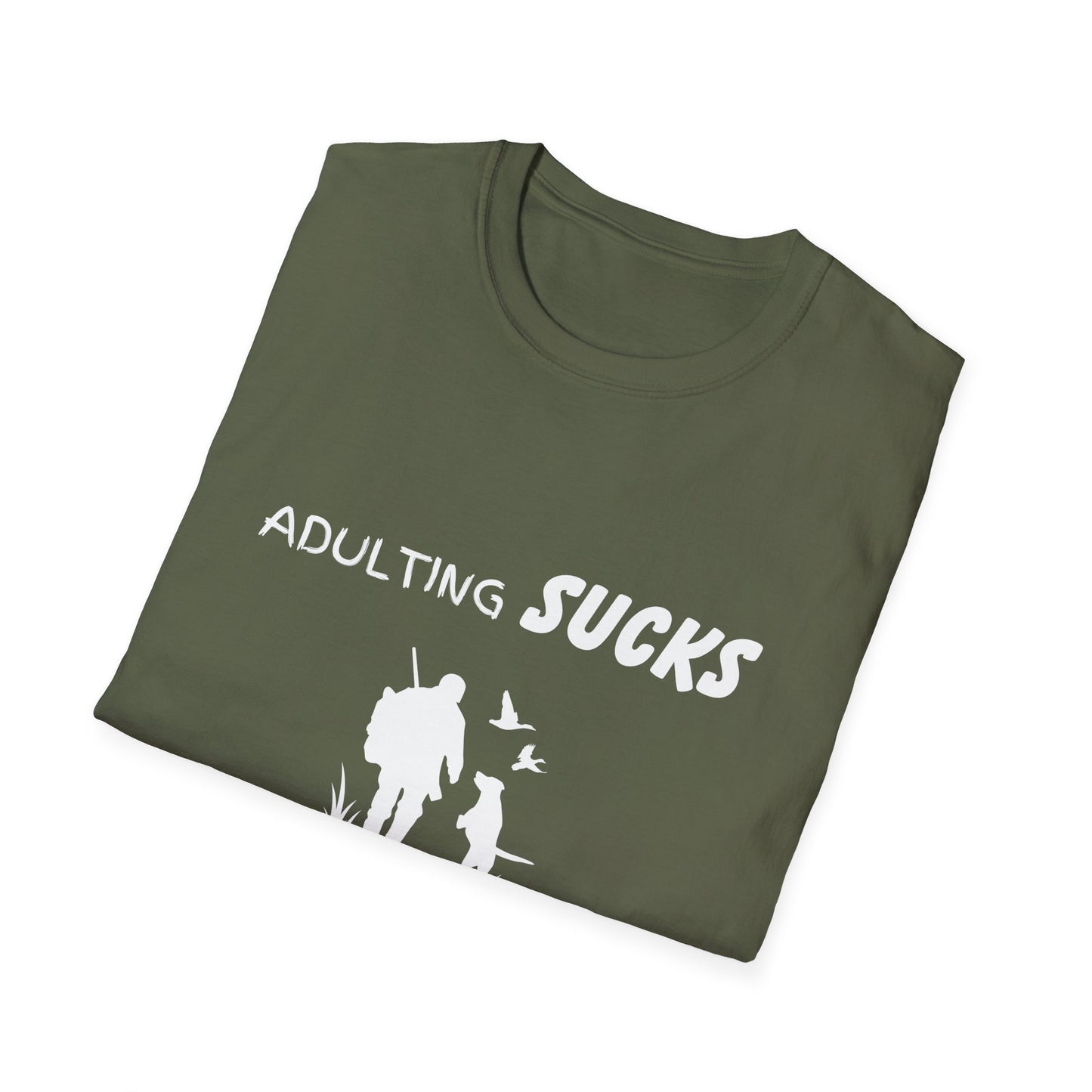 Adulting Sucks Hunting Helps Shirt, Adult Humor T-Shirt, Sarcastic Gift, Hilarious Tee for Adults, Comedic Shirt for Stress Relief, Hunting