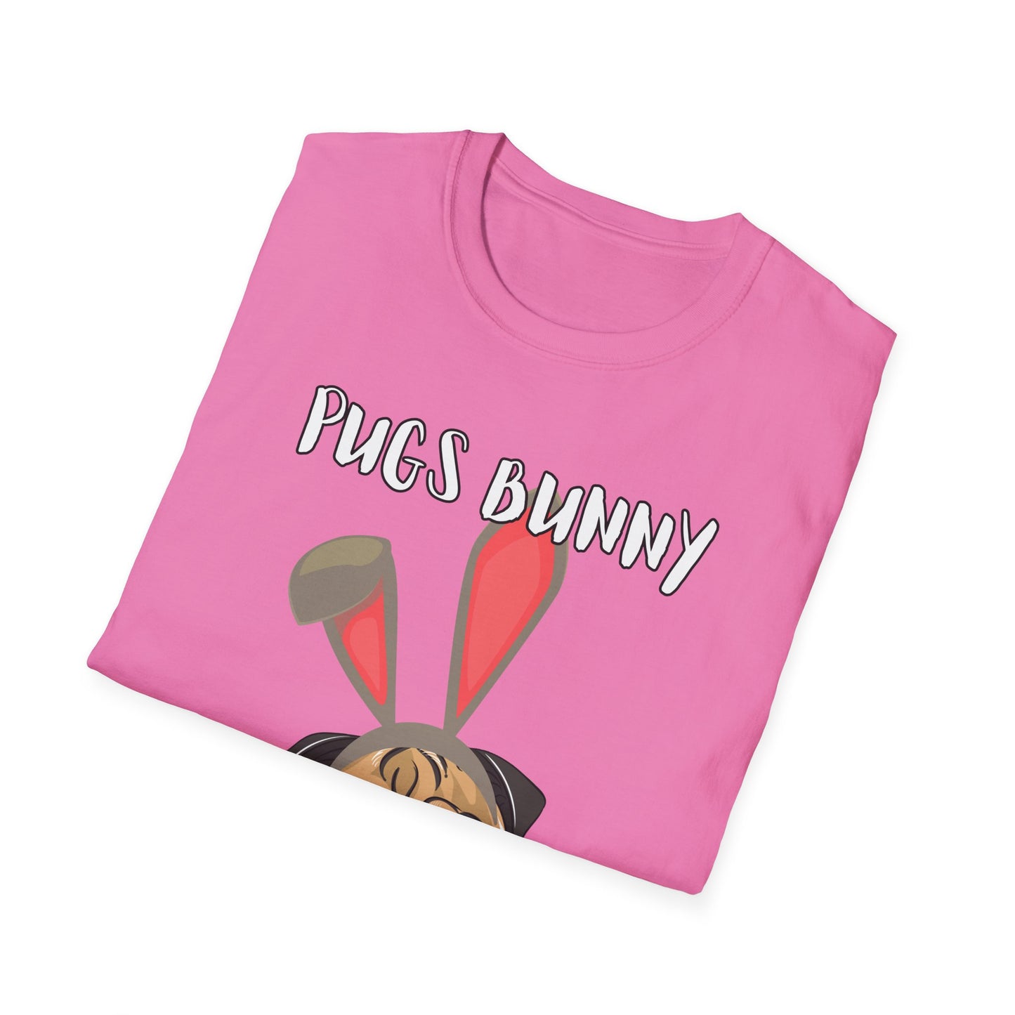 Pugs Bunny Unisex Tee, Funny Cartoon Dog Lover Shirt, Cute Pug Graphic Top, Animal Pet Gift, Softstyle T-Shirt, Looney Tunes Parody, Gift