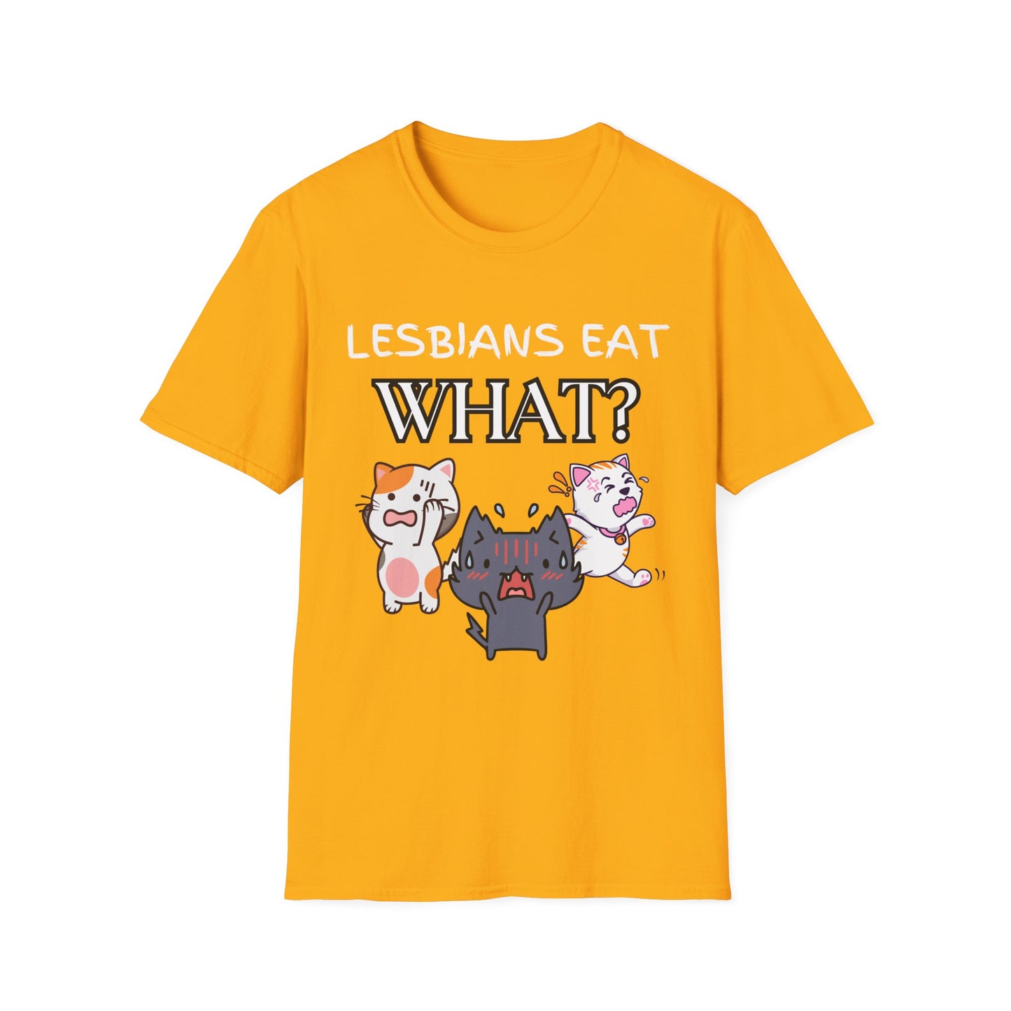 Lesbians Eat WHAT Unisex T-Shirt, Funny LGBT Tee, Pride Shirt, Humorous Lesbian Clothing, Sarcastic Gift, Funny Cat Shirt, Unique Shirt