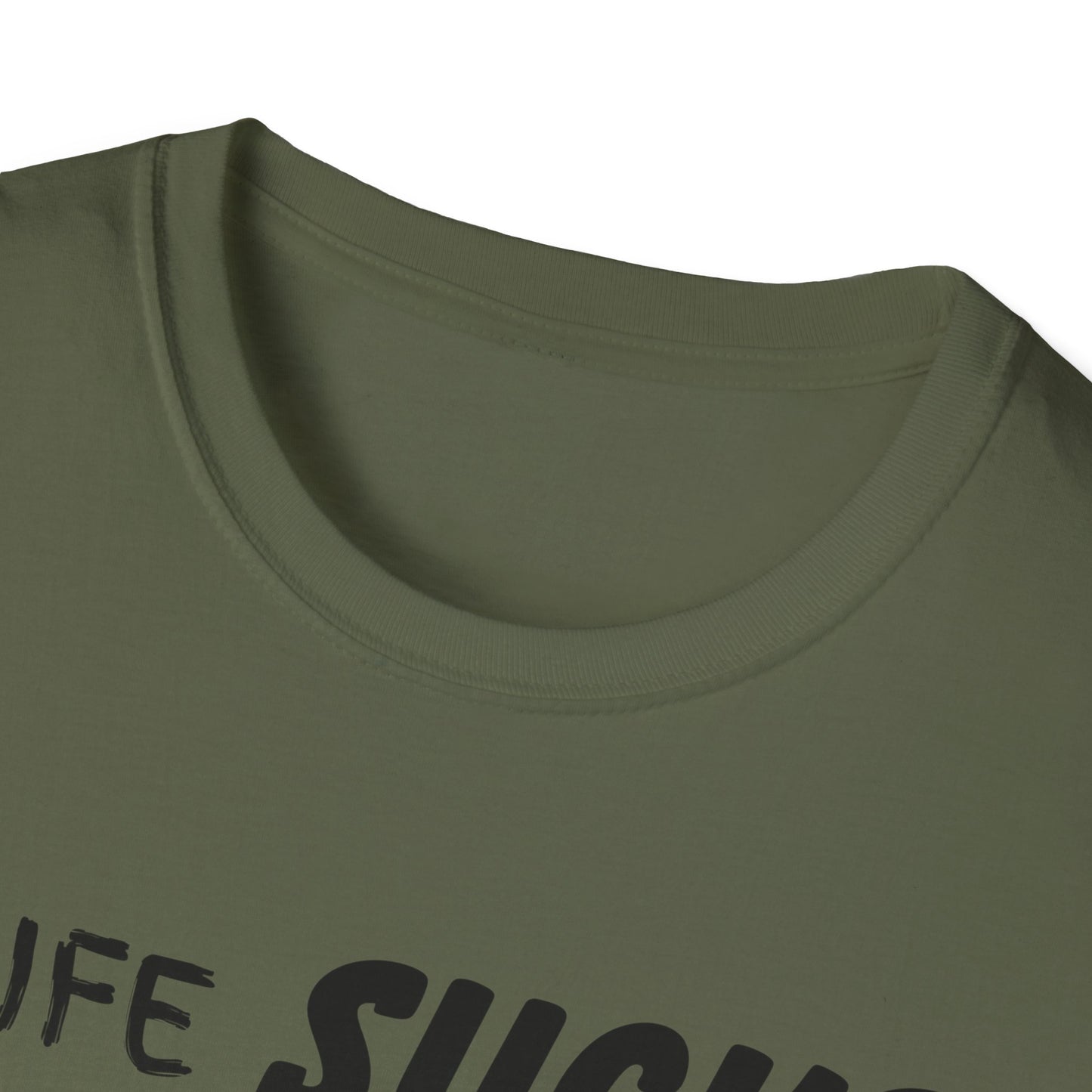 Life Sucks Anime Helps Unisex T-Shirt, Funny Life Difficulties Tee, Anime Lover Gift, Softstyle Shirt, Sarcastic Graphic Tee, Weeb Shirt