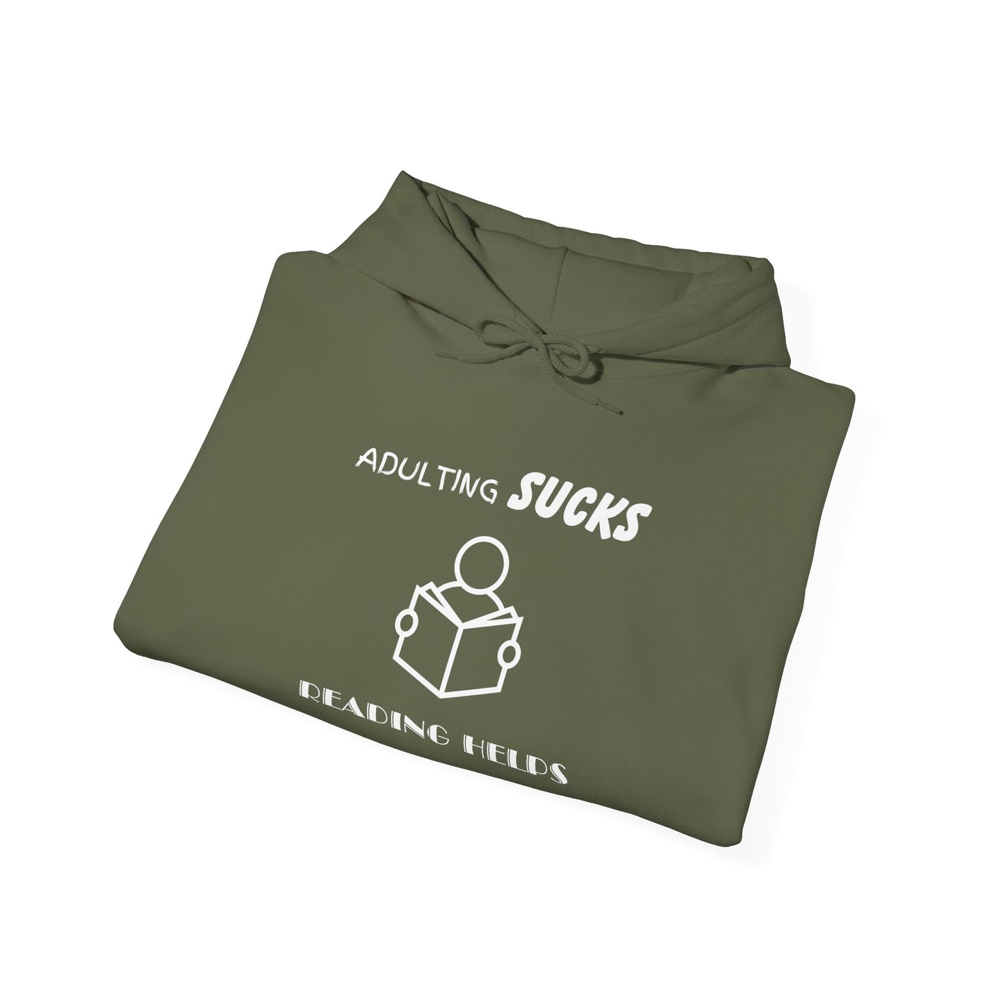 Adulting Sucks Reading Helps Hoodie, Funny Sweatshirt for Book Lovers, Unisex Pullover, Escape Responsibilities, Gift for Readers, Comfy