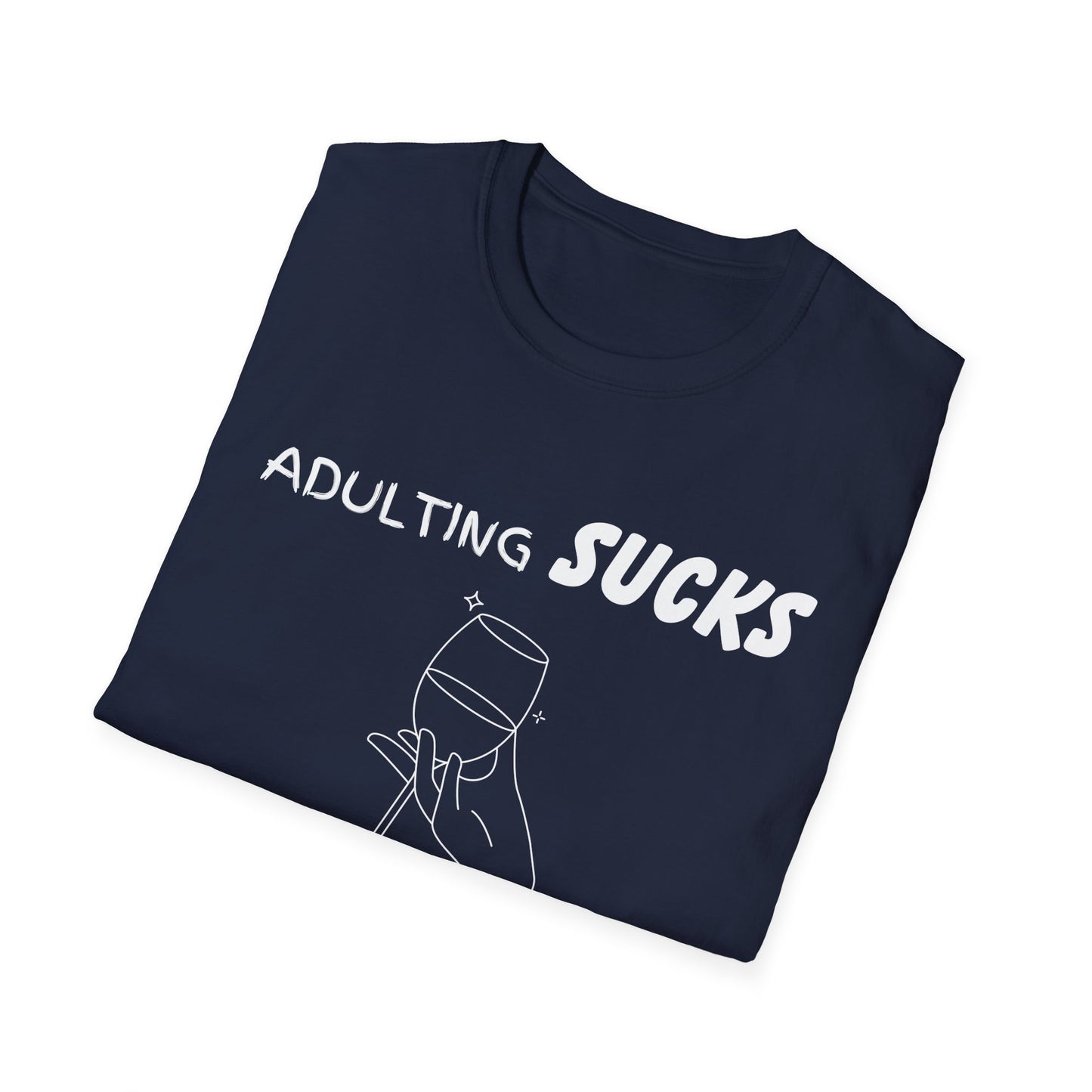 Adulting Sucks Wine Helps Shirt, Adult Humor T-Shirt, Sarcastic Gift, Hilarious Tee for Adults, Drinking Shirt, Alcohol, Wine Shirt