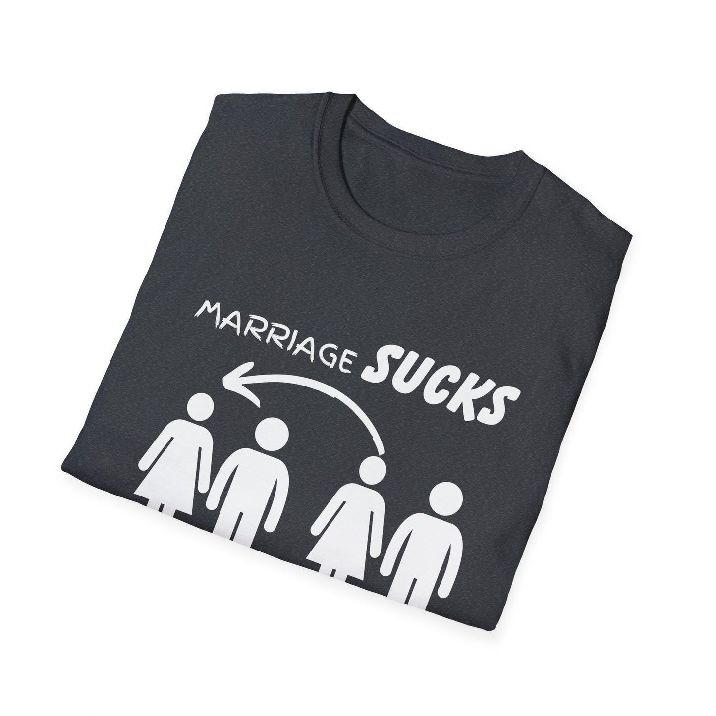 Marriage Sucks Swapping Helps Shirt, Adult Humor T-Shirt, Sarcastic Gift, Hilarious Tee for Adults, LGBT, LGBTQIA+