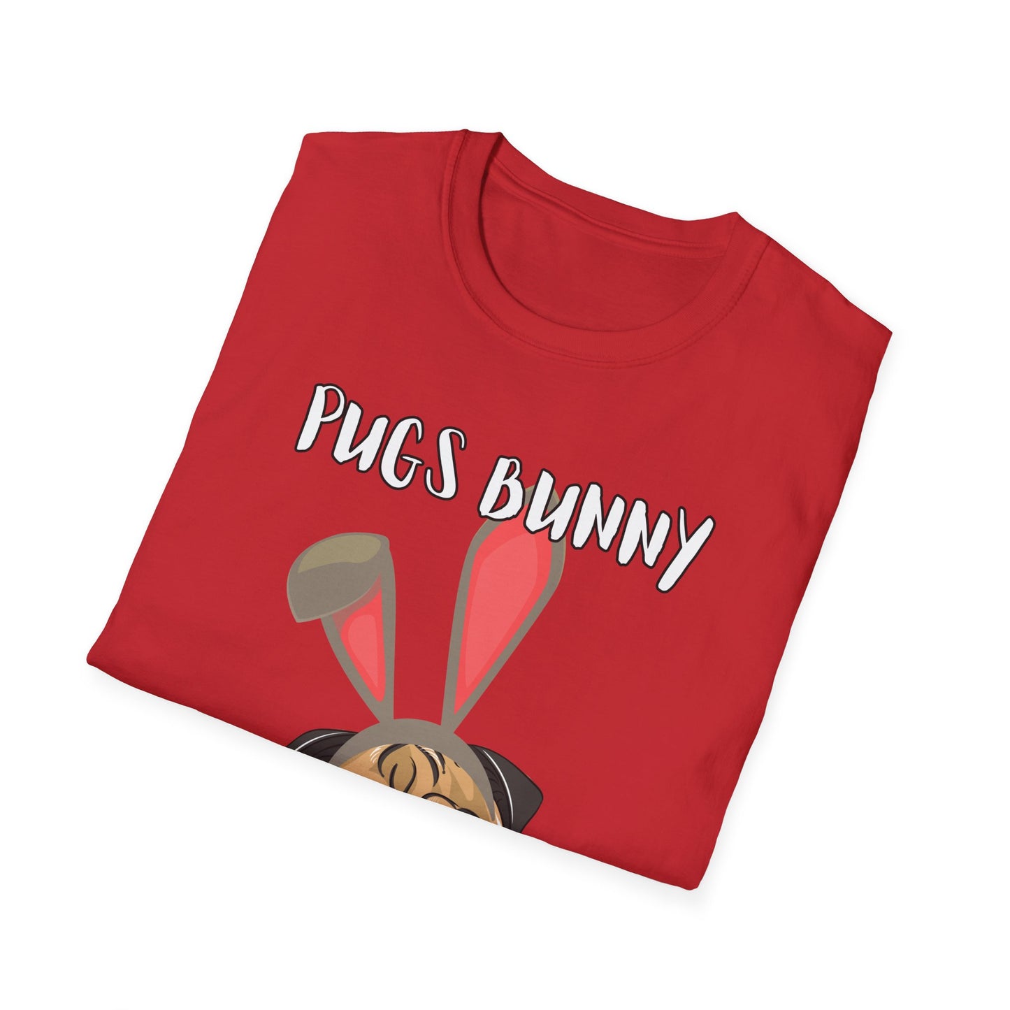Pugs Bunny Unisex Tee, Funny Cartoon Dog Lover Shirt, Cute Pug Graphic Top, Animal Pet Gift, Softstyle T-Shirt, Looney Tunes Parody, Gift