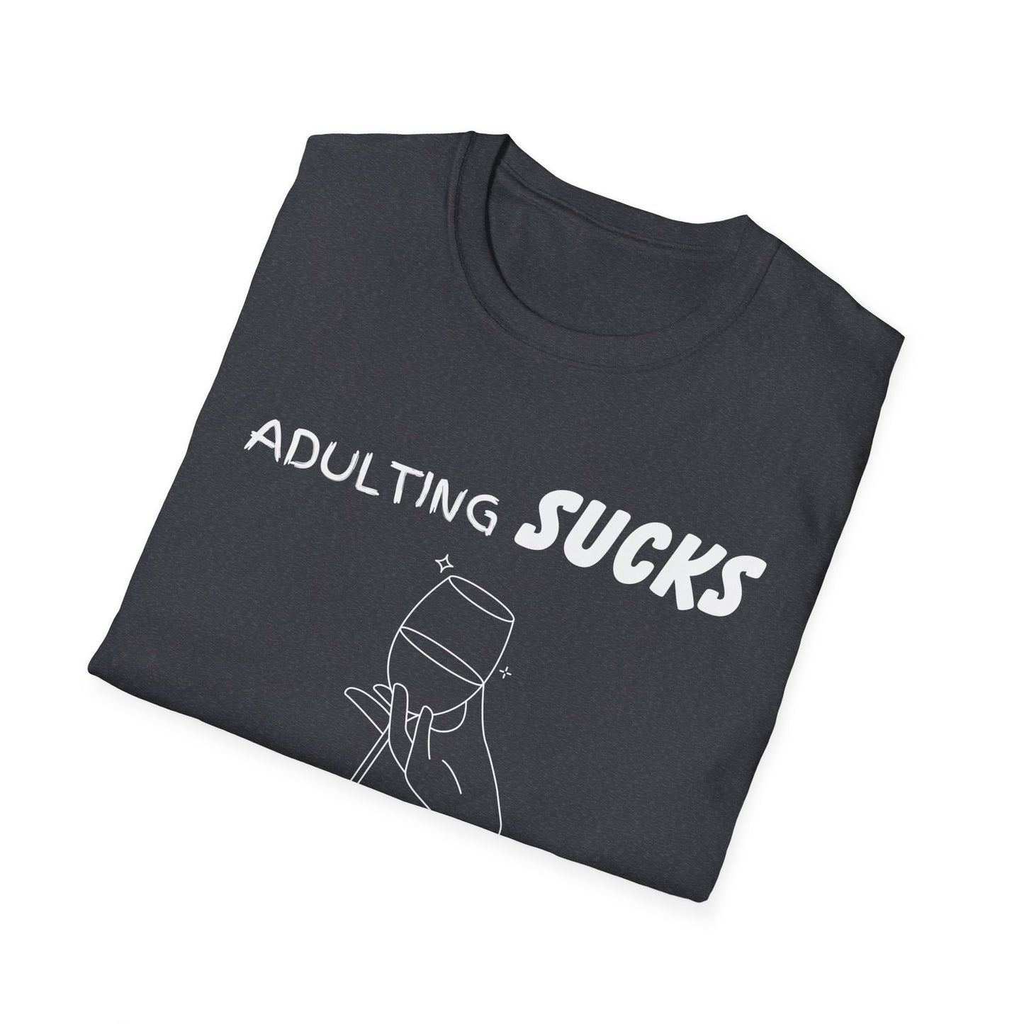 Adulting Sucks Wine Helps Shirt, Adult Humor T-Shirt, Sarcastic Gift, Hilarious Tee for Adults, Drinking Shirt, Alcohol, Wine Shirt