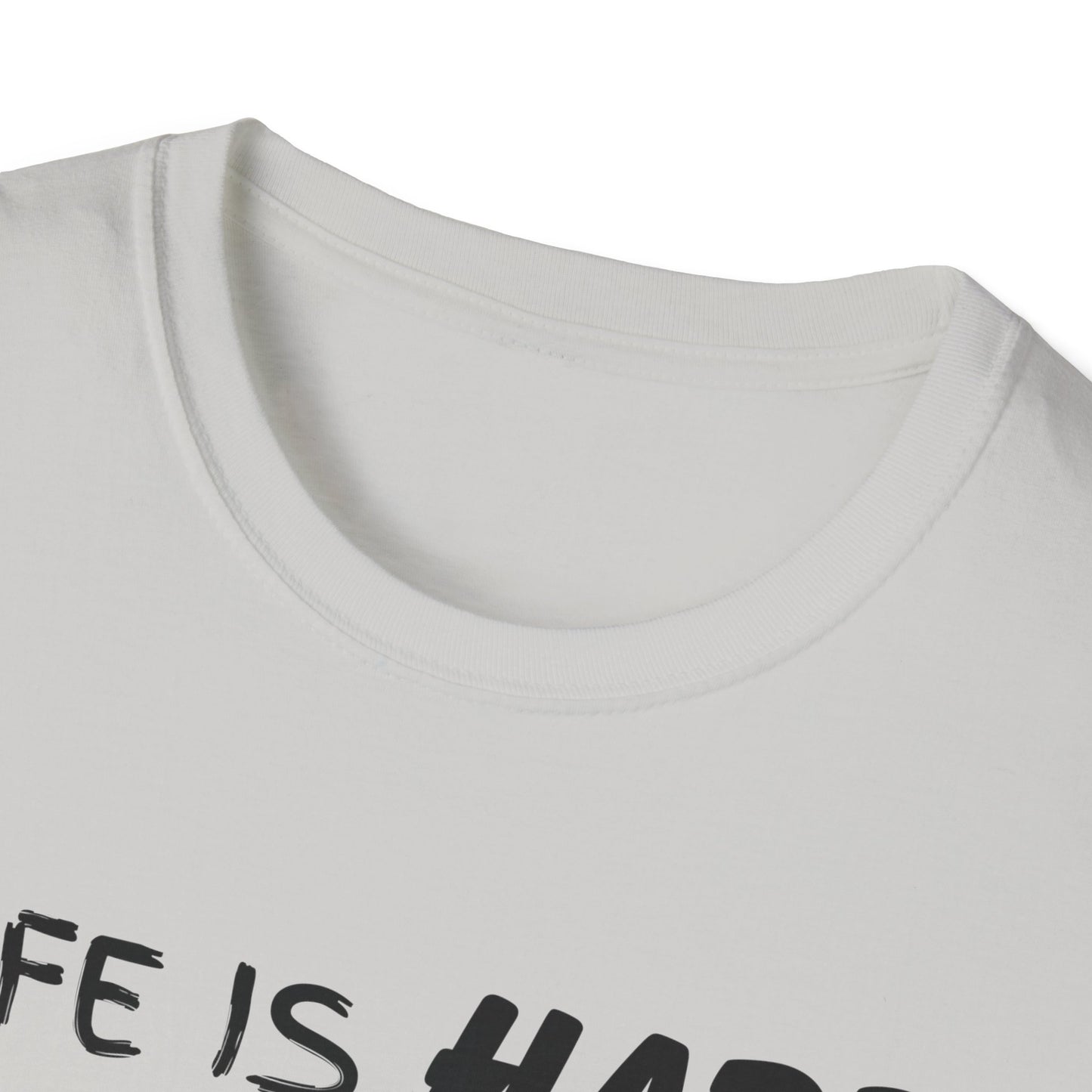 Life Is Hard Woodworking Helps Unisex Softstyle T-Shirt, Funny Woodworking Shirt, Stress Relief Tee, Woodworker Gift, Life Challenges Top