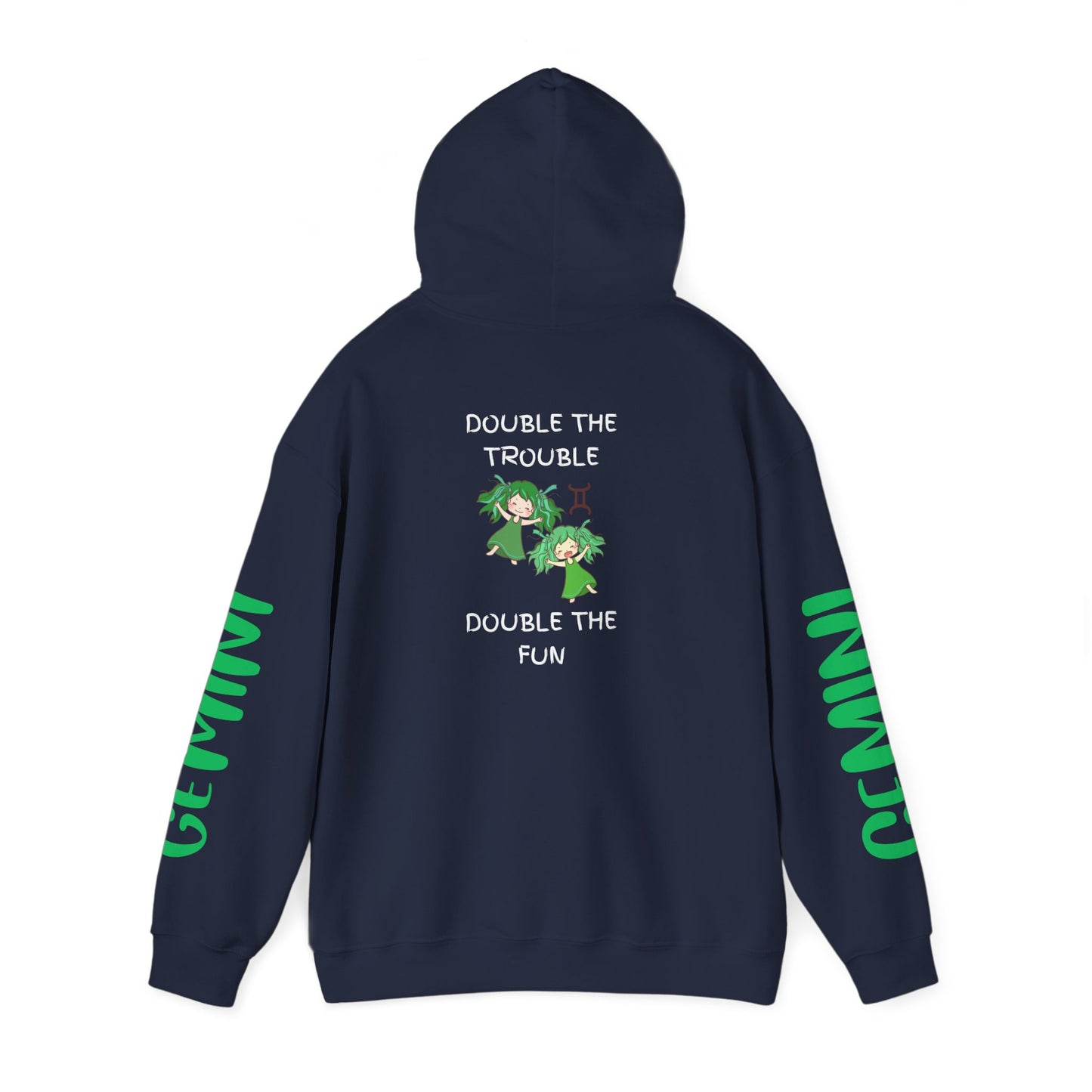 Gemini Double Trouble Fun Hoodie, Zodiac Gift, Astrology Pullover, Dual Personality Sweatshirt, Astrological Sign Apparel, Unique Apparel