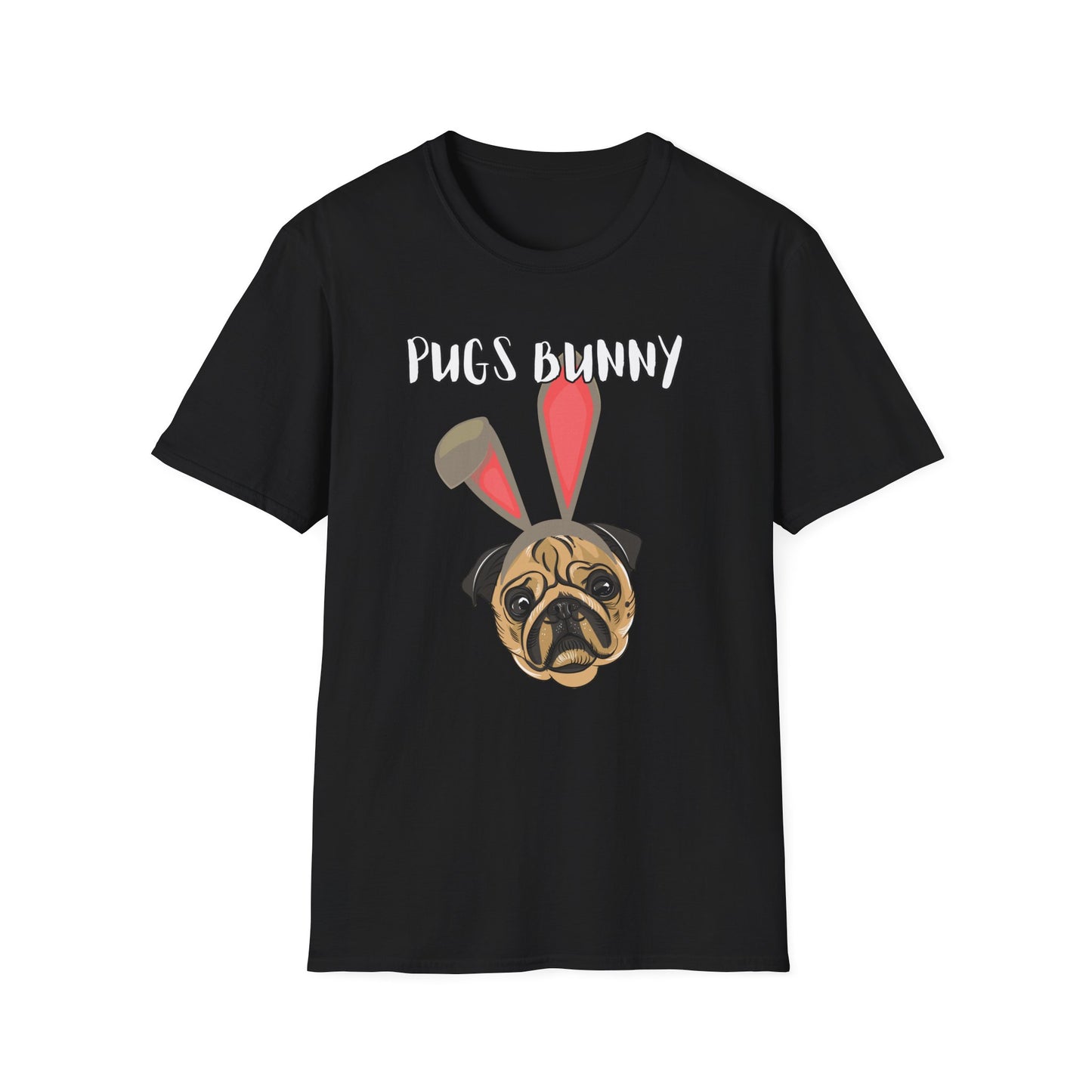 Pugs Bunny Unisex Tee, Funny Cartoon Dog Lover Shirt, Cute Pug Graphic Top, Animal Pet Gift, Softstyle T-Shirt, Looney Tunes Parody, Gift