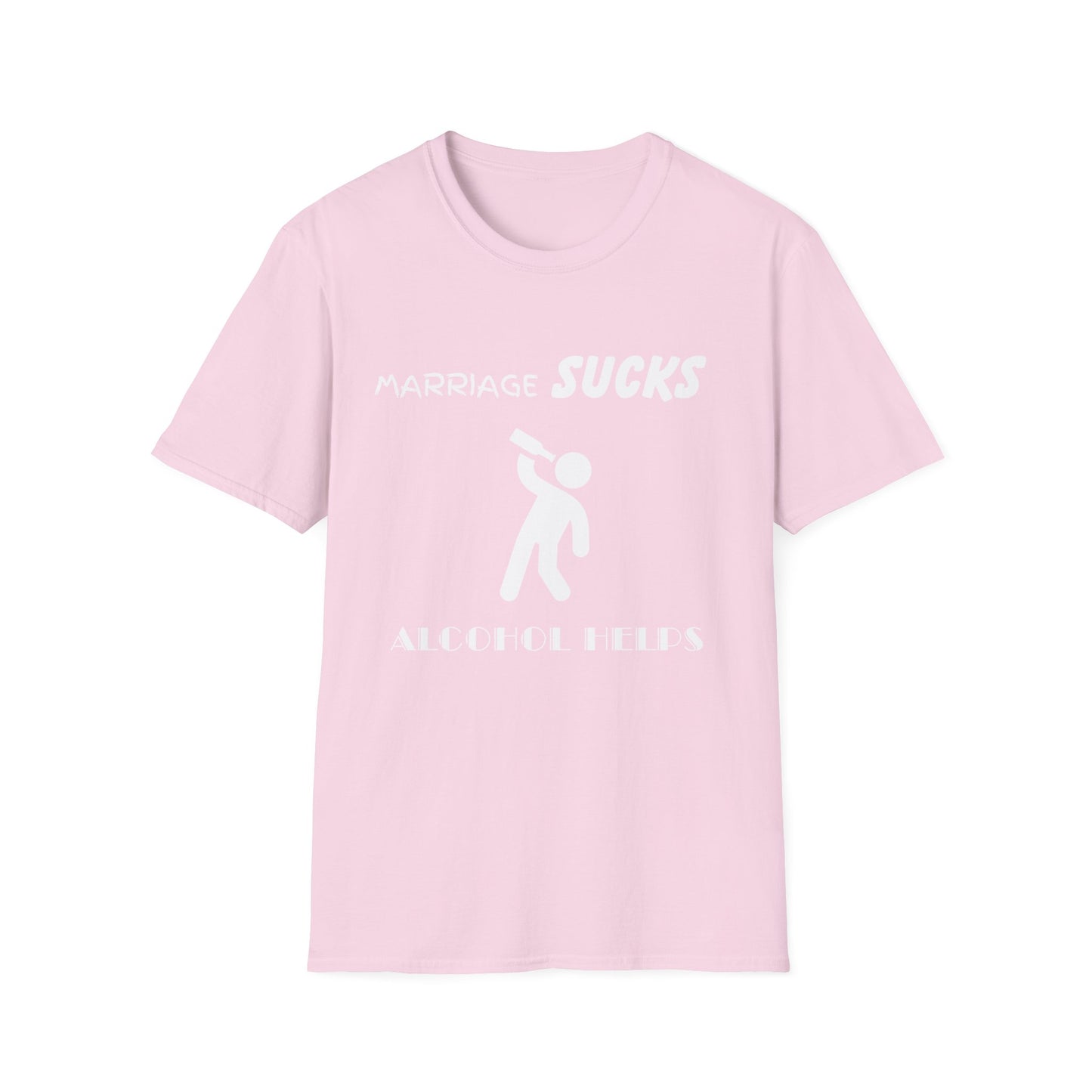 Marriage Sucks Alcohol Helps Funny Unisex Softstyle T-Shirt, Sarcastic Tee, Relationship Humor, Drinking Shirt, Novelty Gift, Wedding Gift