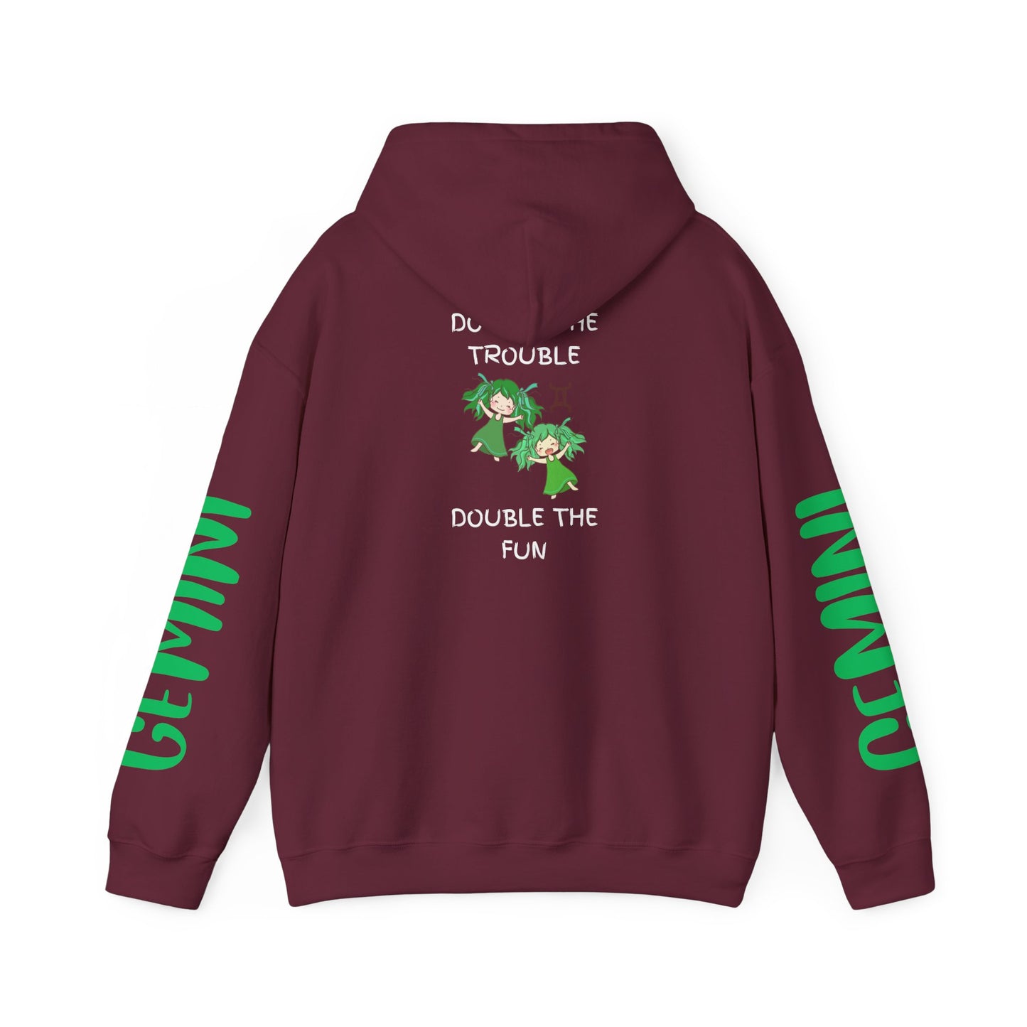 Gemini Double Trouble Fun Hoodie, Zodiac Gift, Astrology Pullover, Dual Personality Sweatshirt, Astrological Sign Apparel, Unique Apparel