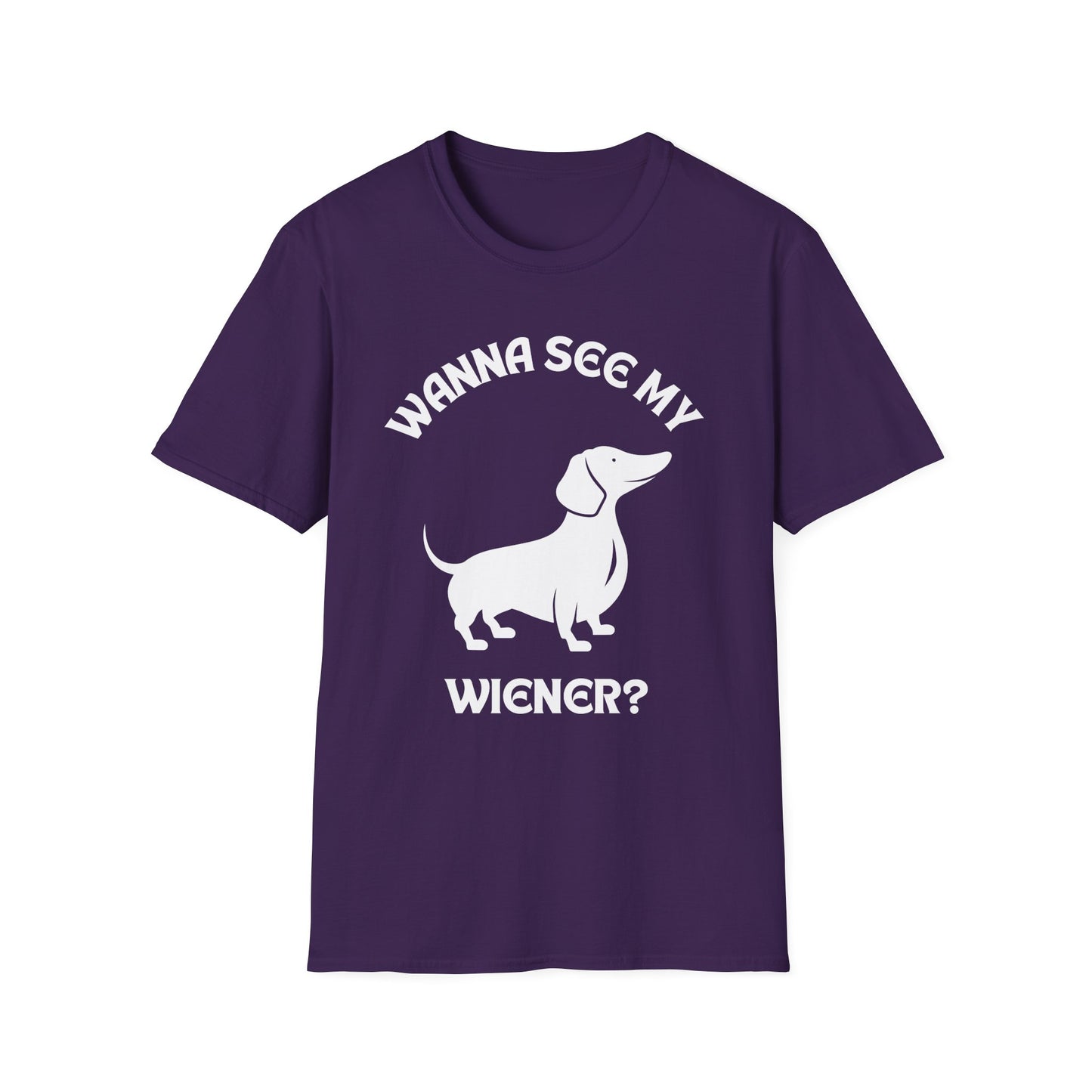 Wanna See My Wiener?, Adult Humor Unisex T-Shirt, Funny Wiener Tee, Naughty Joke Shirt, Rude Graphic Top, Dachshund Shirt, Dog Lovers Tee