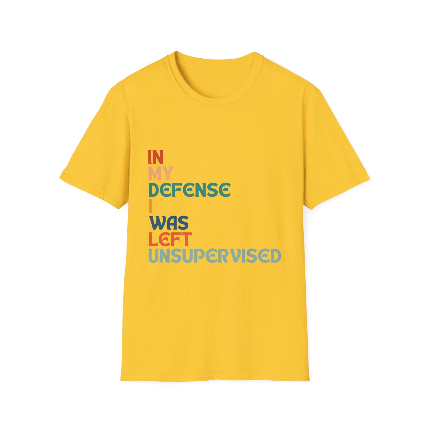 In My Defense I Was Left Supervised Retro Style Unisex T-Shirt, Funny Graphic Tee, Vintage Inspired Top, Novelty T-Shirt, Humorous T-Shirt