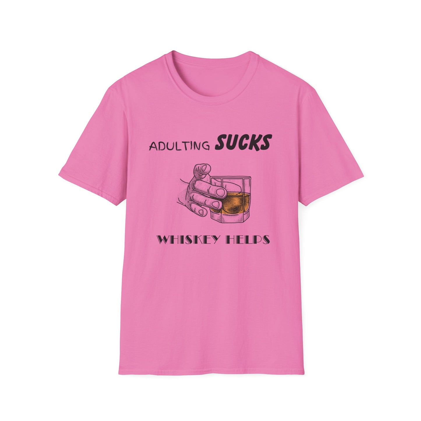 Adulting Sucks Whiskey Helps Shirt, Adult Humor T-Shirt, Sarcastic Gift, Hilarious Tee for Adults, Comedic Shirt, Stress Relief, Alcohol