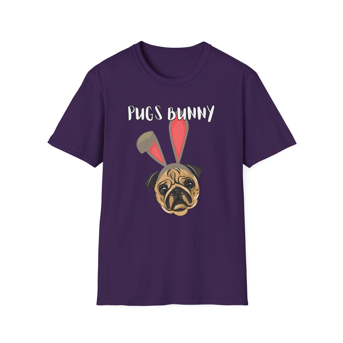 Pugs Bunny Unisex Tee, Funny Cartoon Dog Lover Shirt, Cute Pug Graphic Top, Animal Pet Gift, Softstyle T-Shirt, Looney Tunes Parody, Gift