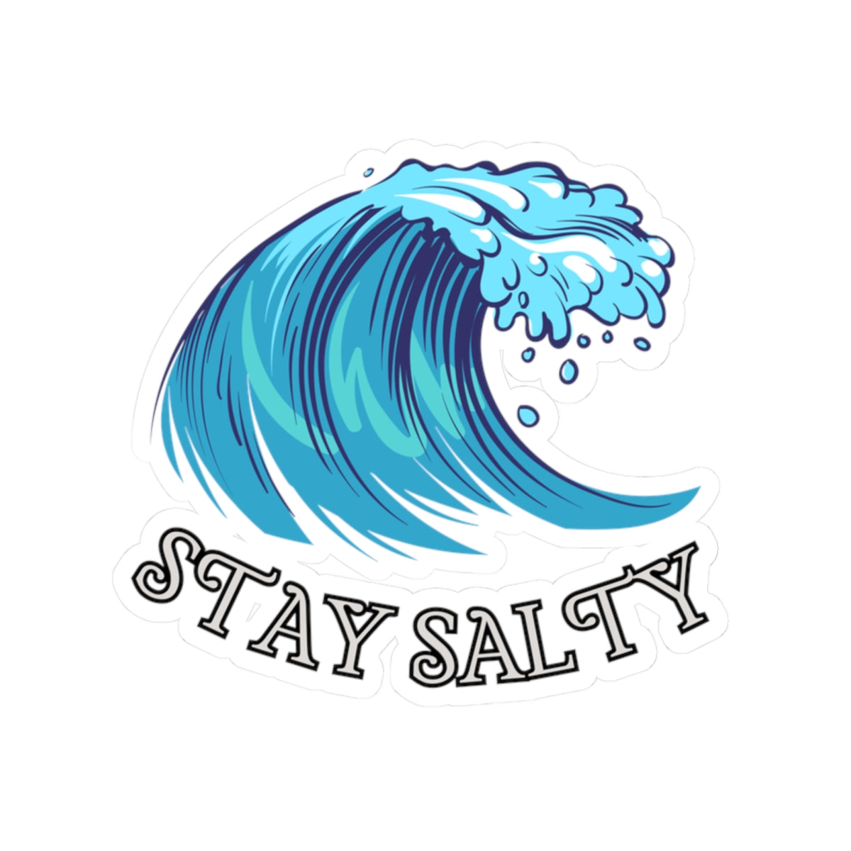 Stay Salty Wave Beach Vibes Kiss-Cut Stickers