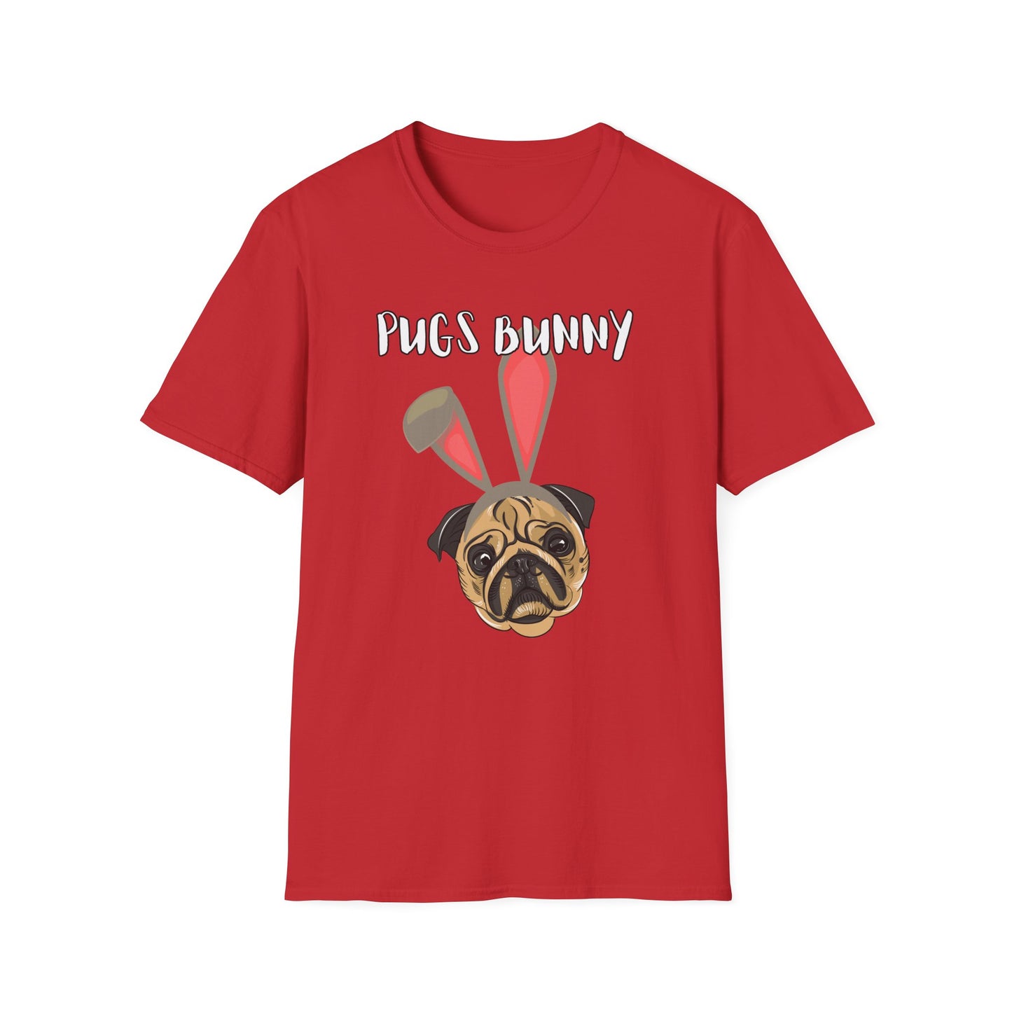 Pugs Bunny Unisex Tee, Funny Cartoon Dog Lover Shirt, Cute Pug Graphic Top, Animal Pet Gift, Softstyle T-Shirt, Looney Tunes Parody, Gift