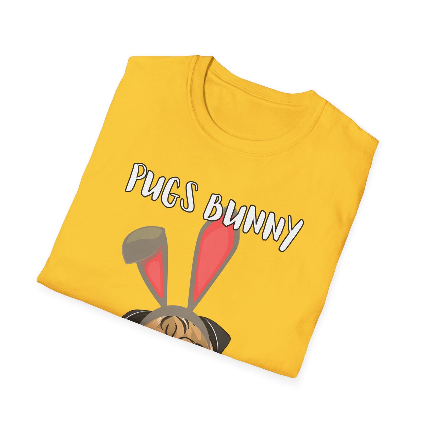 Pugs Bunny Unisex Tee, Funny Cartoon Dog Lover Shirt, Cute Pug Graphic Top, Animal Pet Gift, Softstyle T-Shirt, Looney Tunes Parody, Gift