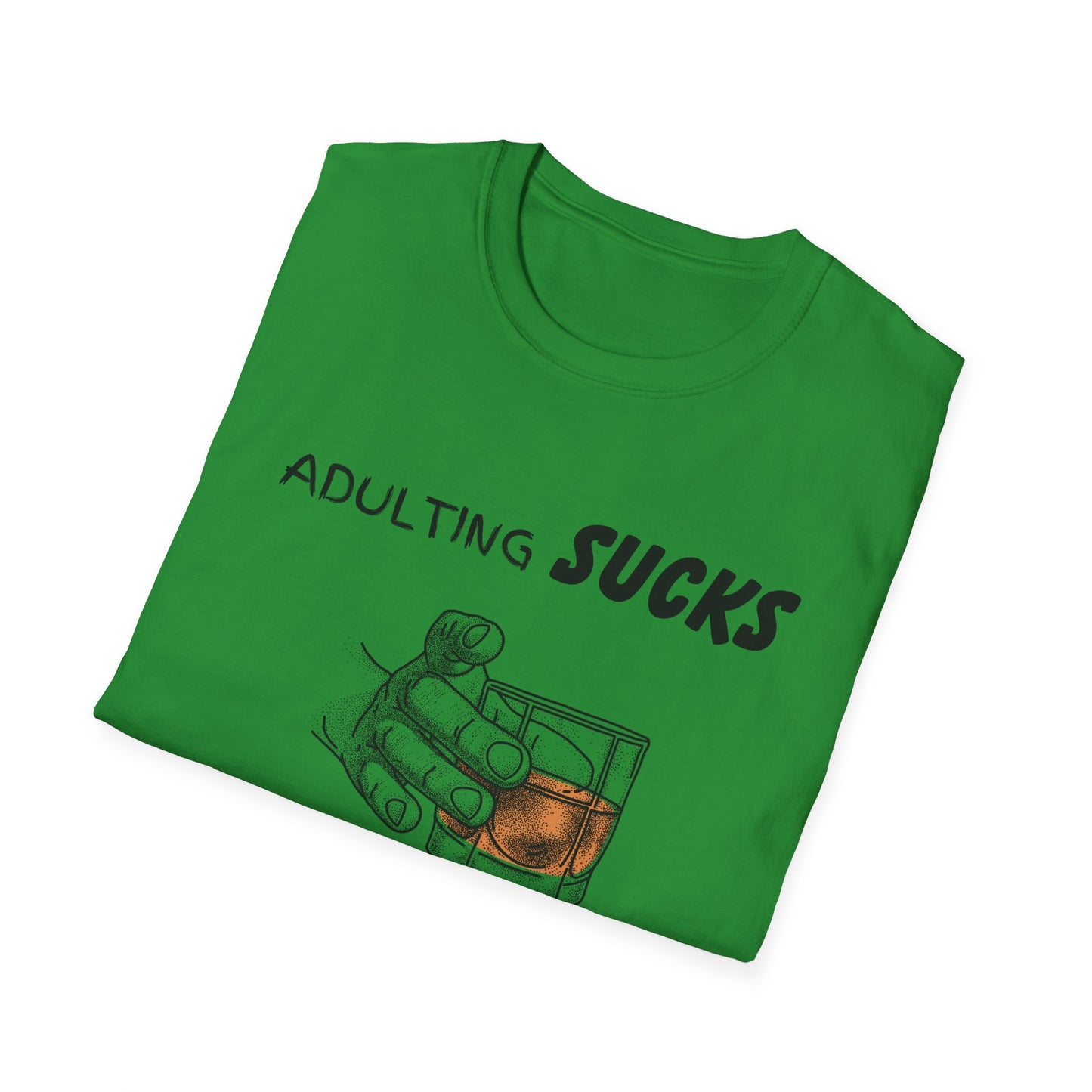 Adulting Sucks Whiskey Helps Shirt, Adult Humor T-Shirt, Sarcastic Gift, Hilarious Tee for Adults, Comedic Shirt, Stress Relief, Alcohol