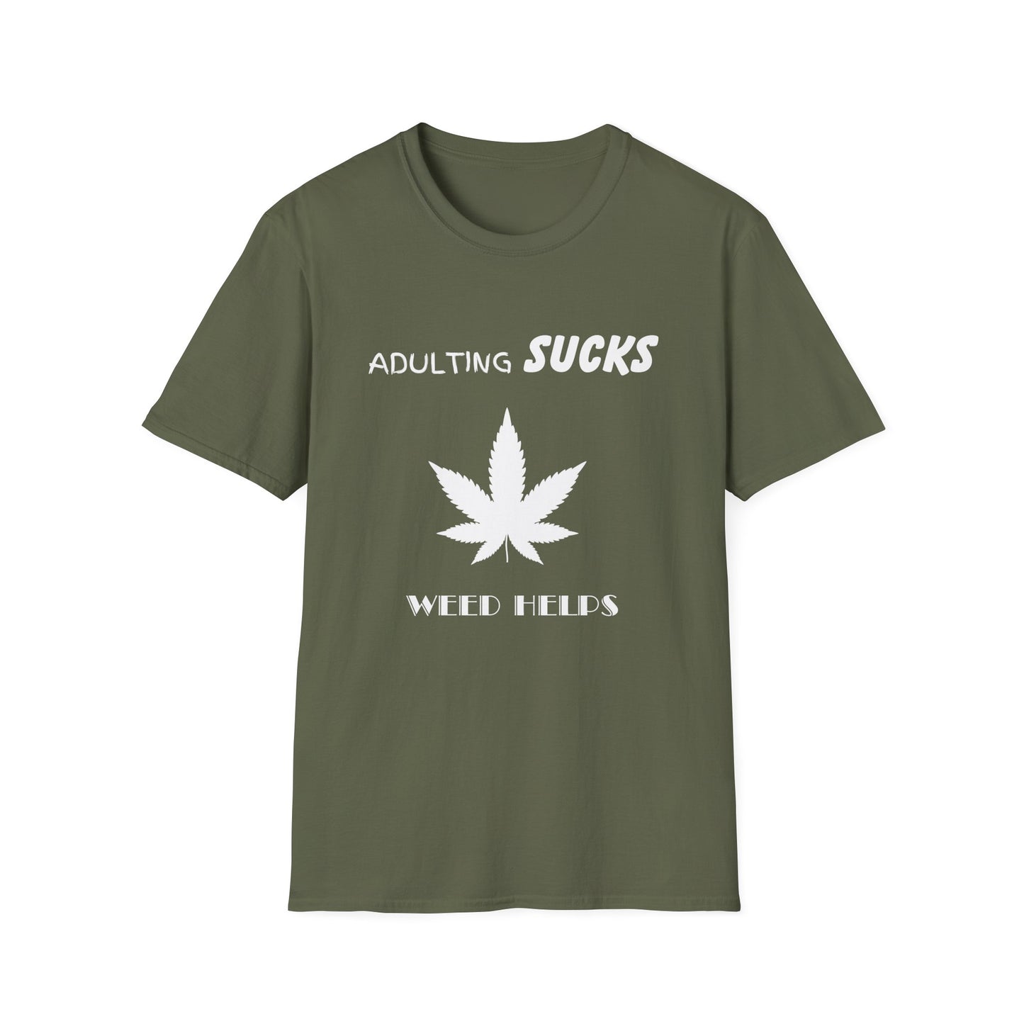 Adulting Sucks Weed Helps Shirt, Adult Humor T-Shirt, Sarcastic Gift, Hilarious Tee for Adults, Comedic Shirt for Stress Relief, Dope Shirt