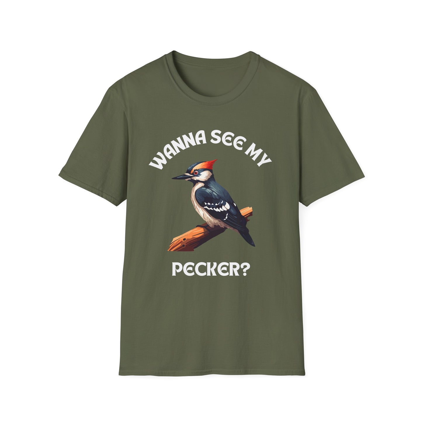 Wanna See My Pecker?, Adult Humor Unisex T-Shirt, Funny Pecker Tee, Naughty Joke Shirt, Rude Graphic Top, Woodpecker Shirt, Wood Pecker Tee