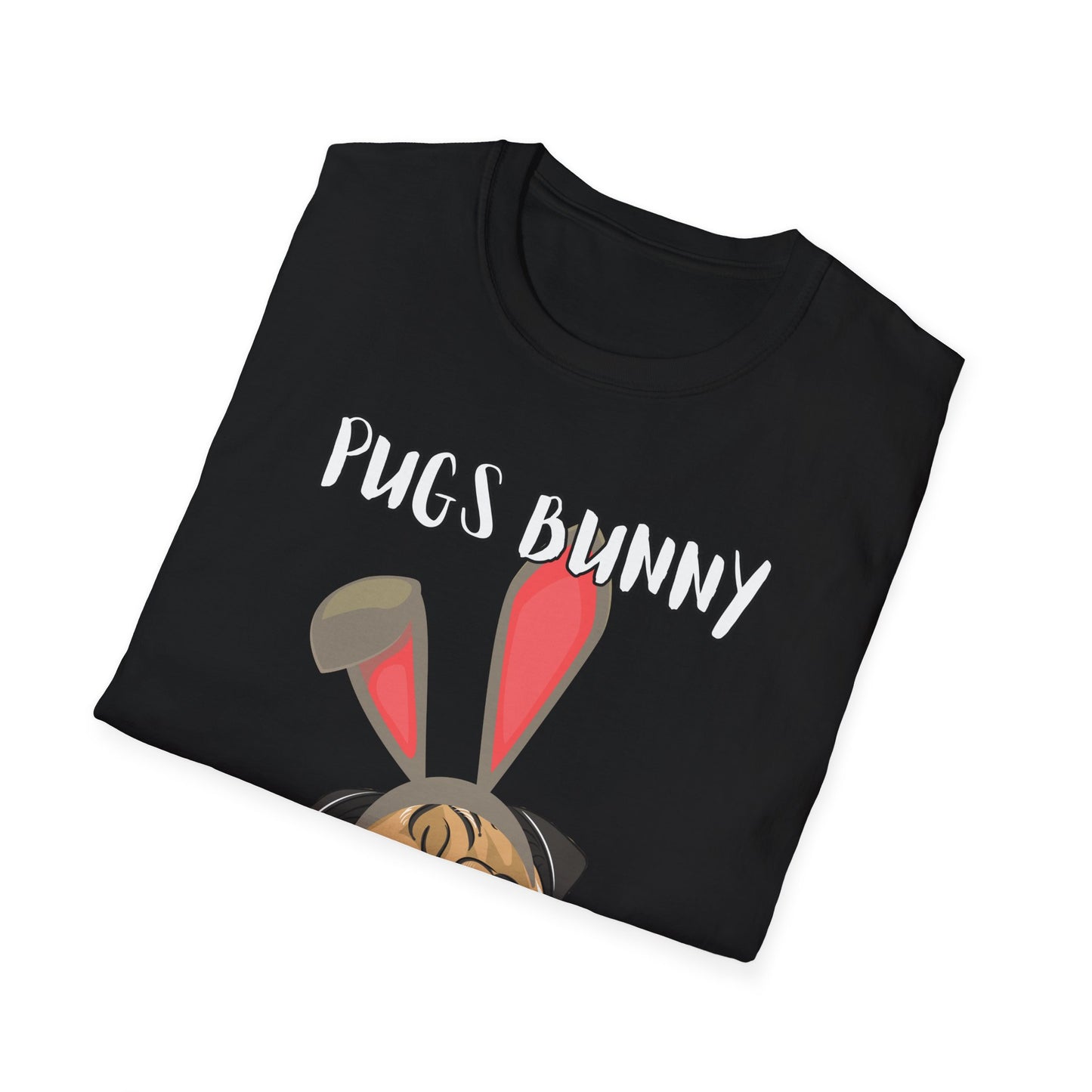 Pugs Bunny Unisex Tee, Funny Cartoon Dog Lover Shirt, Cute Pug Graphic Top, Animal Pet Gift, Softstyle T-Shirt, Looney Tunes Parody, Gift