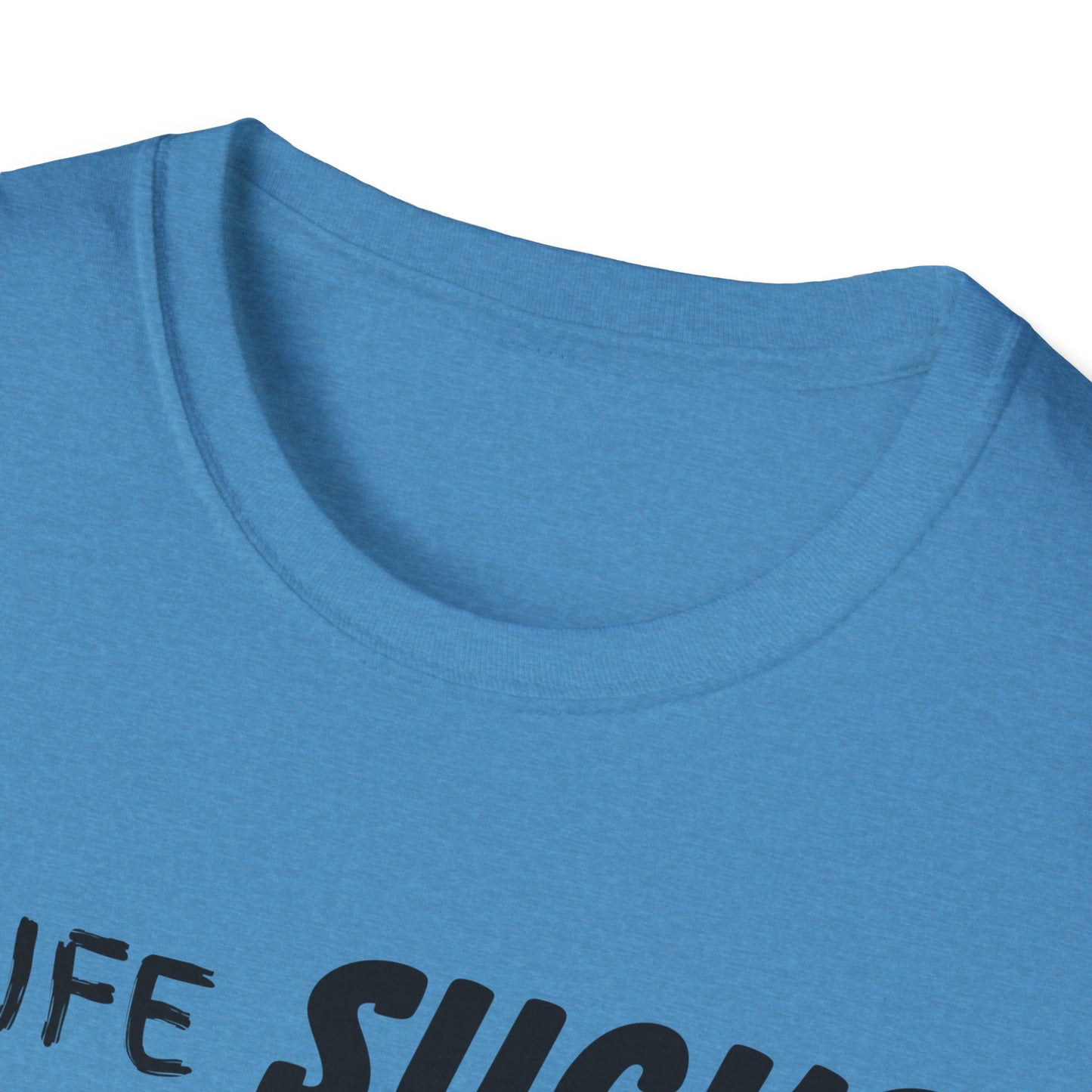Life Sucks Anime Helps Unisex T-Shirt, Funny Life Difficulties Tee, Anime Lover Gift, Softstyle Shirt, Sarcastic Graphic Tee, Weeb Shirt