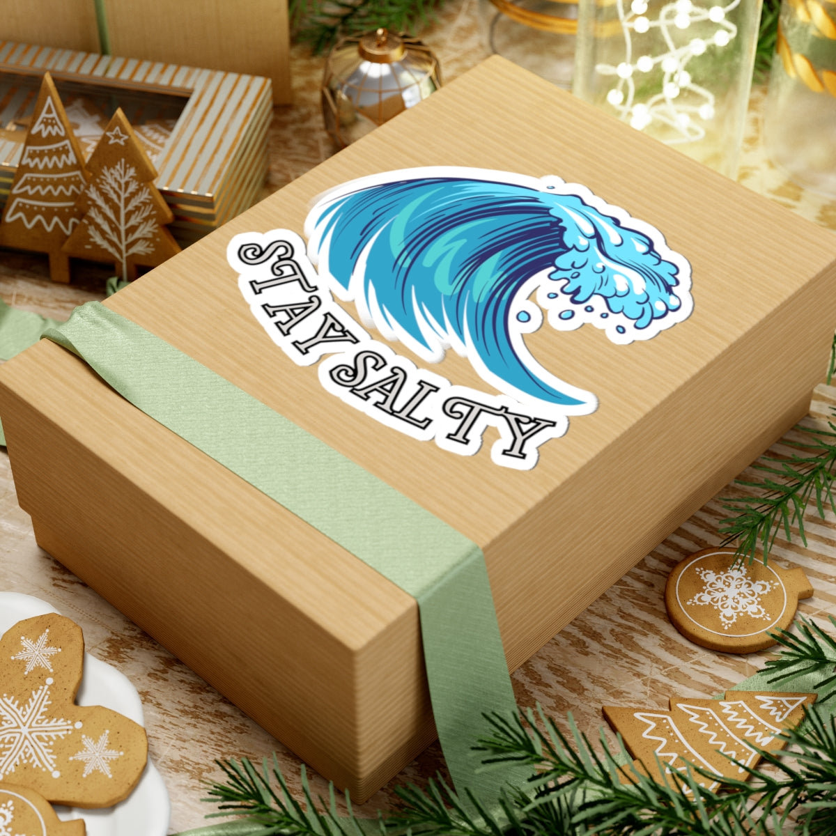 Stay Salty Wave Beach Vibes Kiss-Cut Stickers