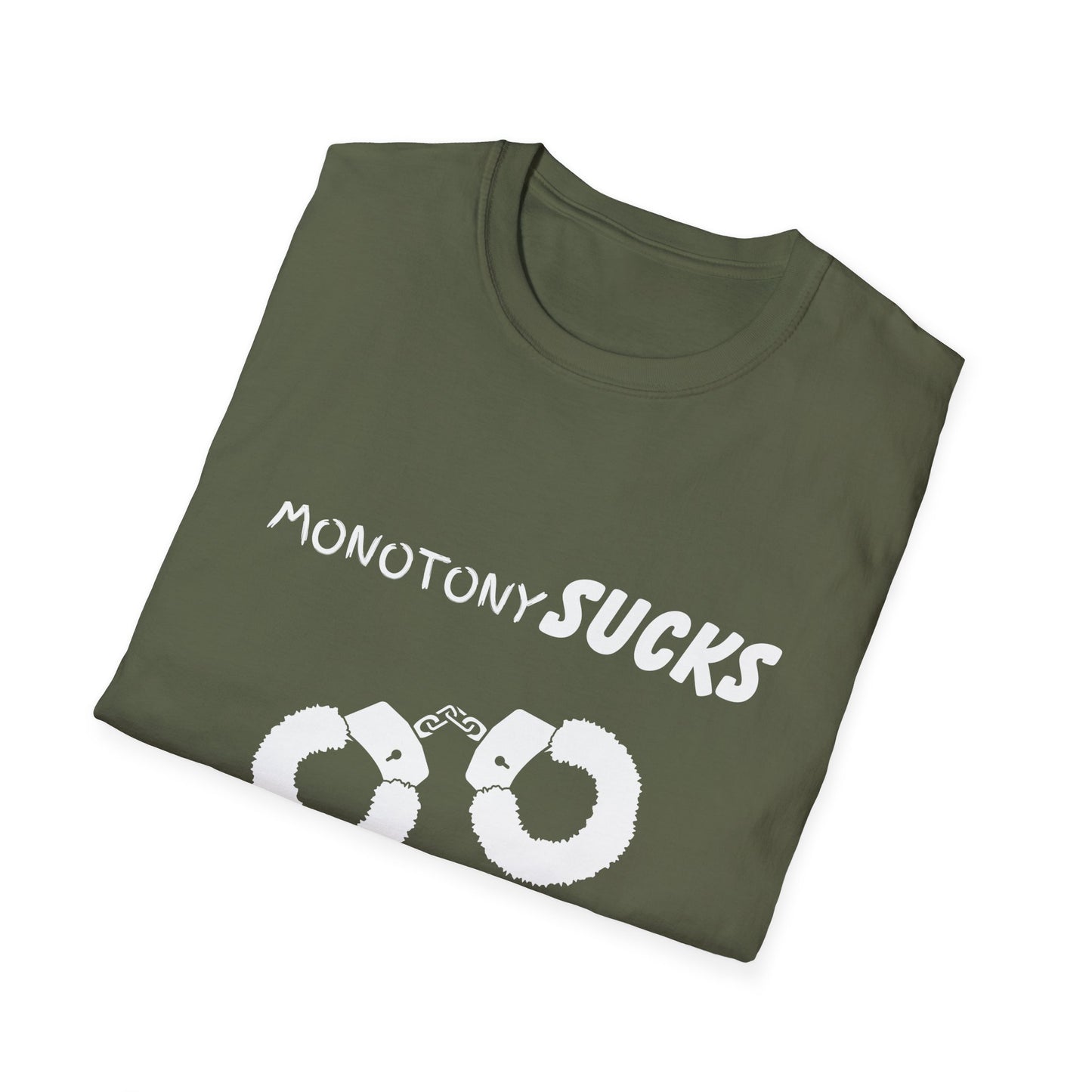 Monotony Sucks Hand Cuffs Help Unisex T-Shirt, Couples Tee, Relationship Humor Shirt, Novelty Gift Shirt, Inappropriate Humor, Adult Humor